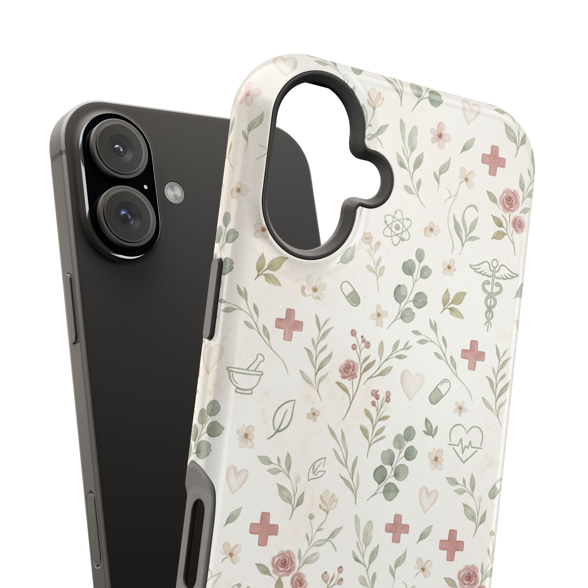 Floral Nurse Phone Case — Impact-Resistant Wireless Charging Cover