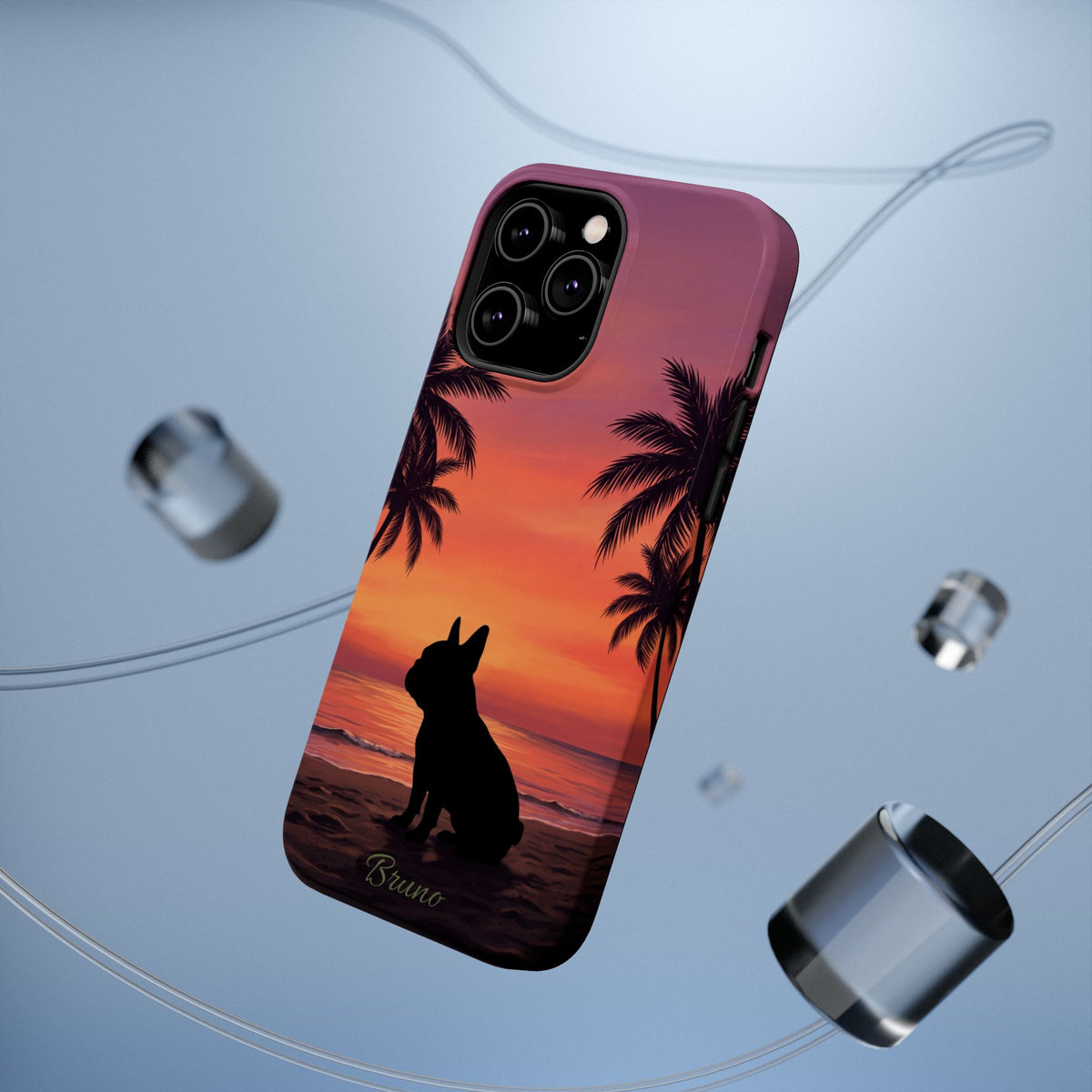 Personalized French Bulldog Tropical Beach Phone Case — Wireless Charging Cover