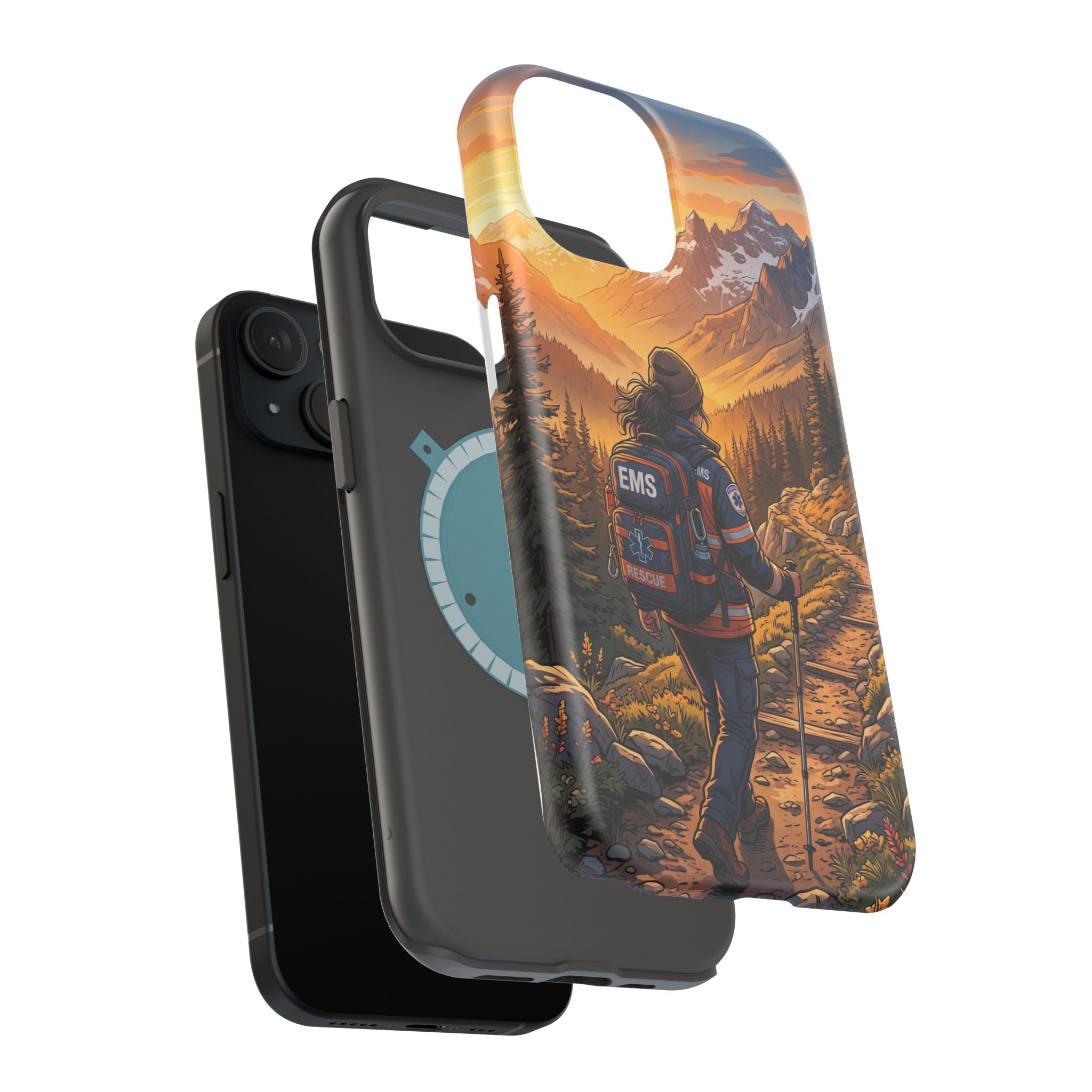 Paramedic/EMT Mountain Phone Case — Magnetic Wireless Charging Cover