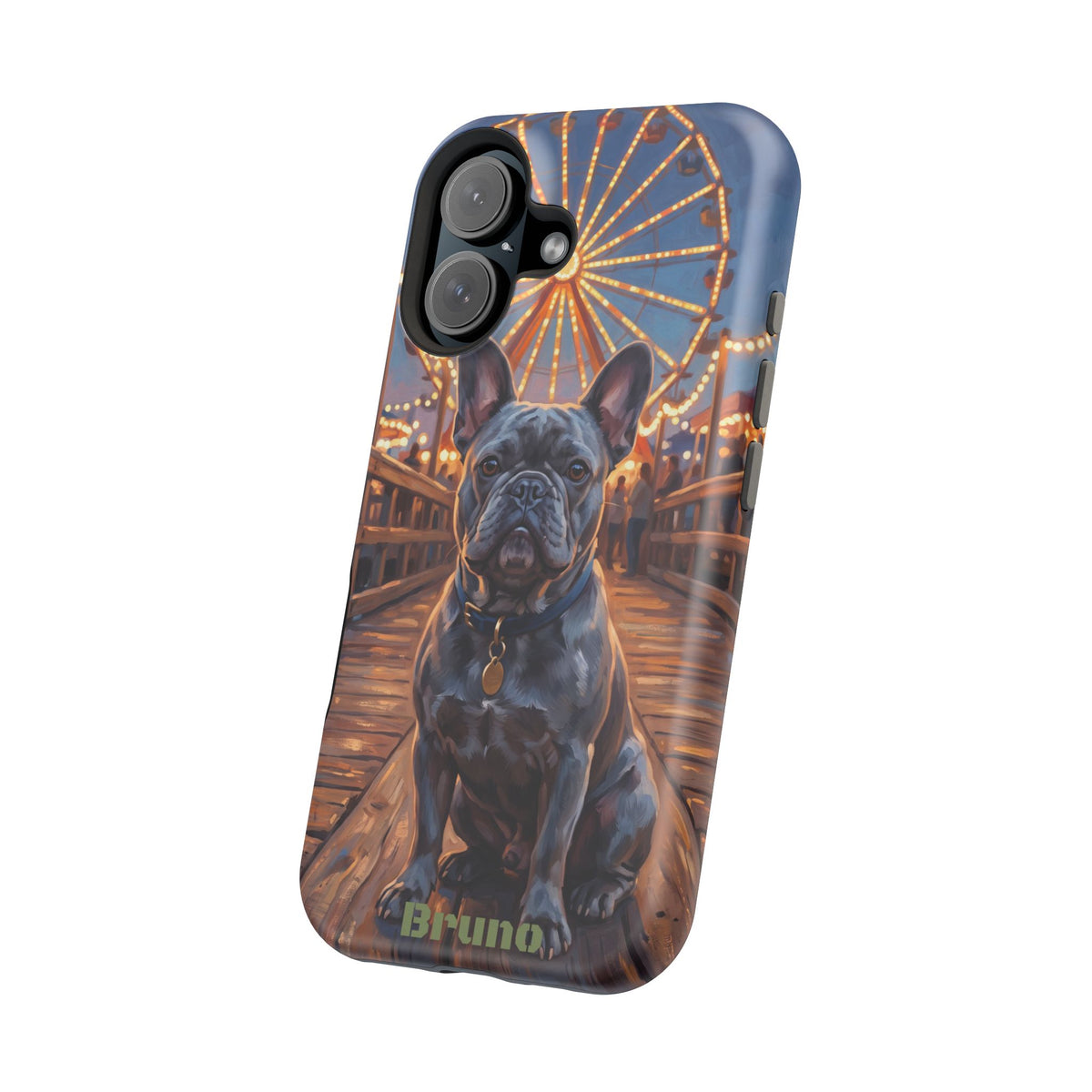 Personalized French Bulldog Pier Lights Phone Case — Wireless Charging Cover