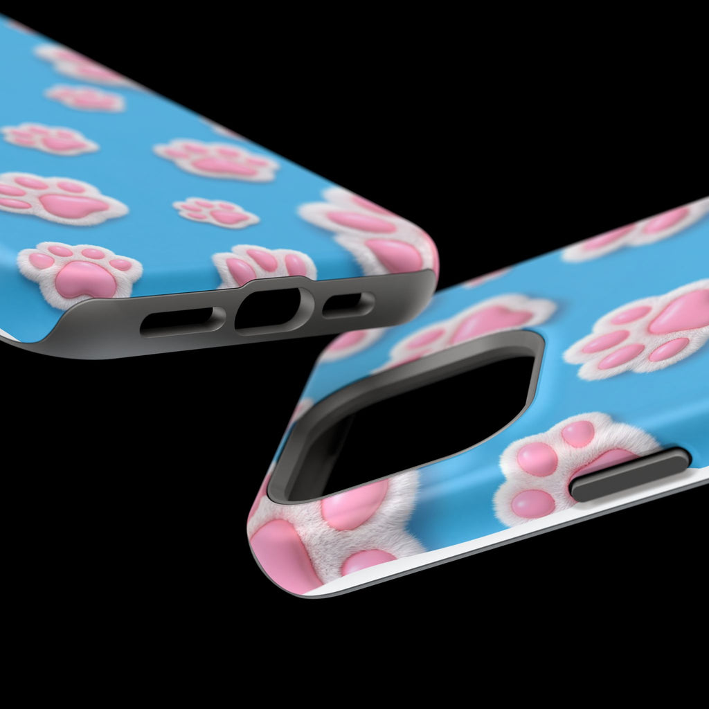 Fluffy Paw Print Phone Case | Cute 3D Pink Paw Pattern Case for Dog & Cat Lovers | iPhone & Samsung