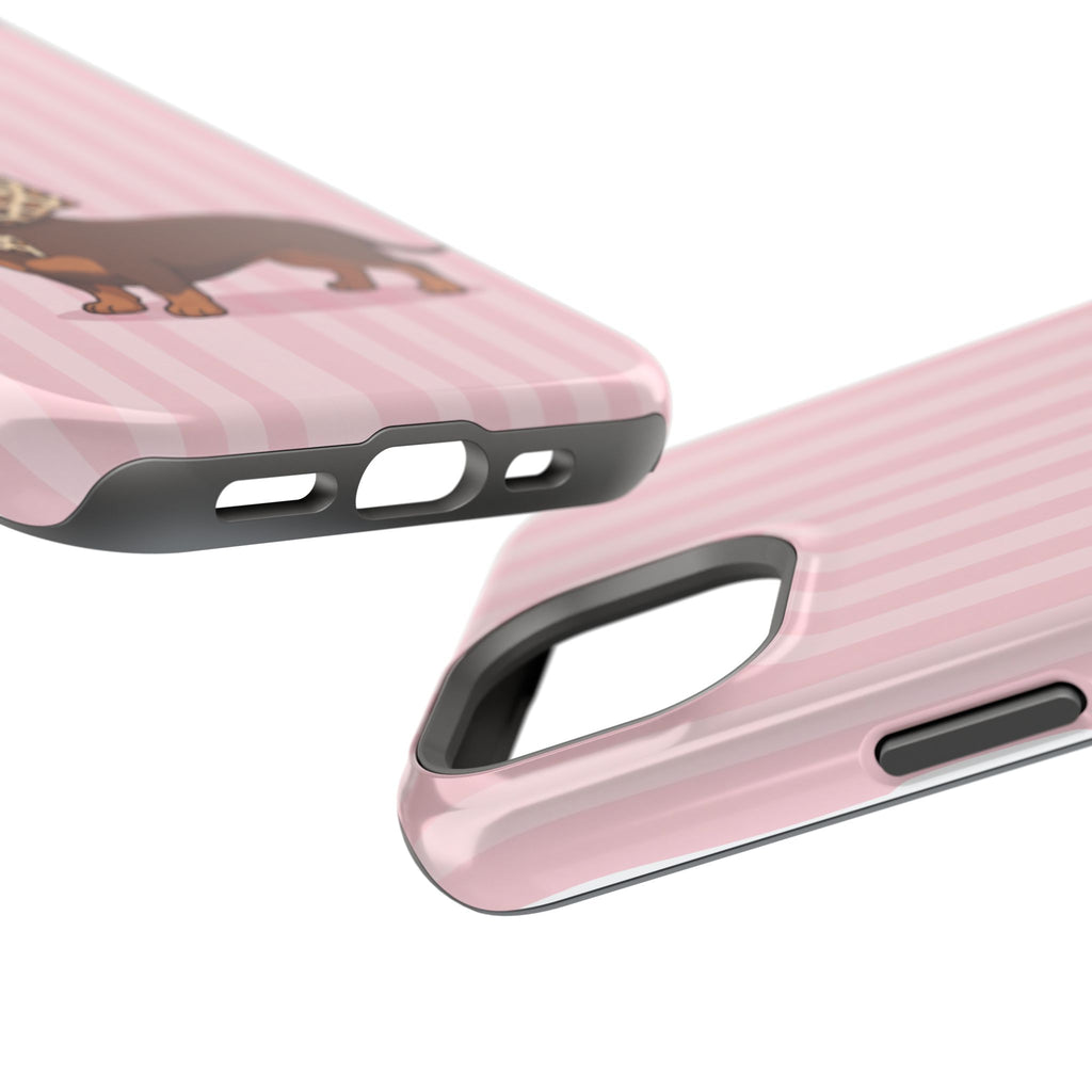 Preppy Dachshund Phone Case — Impact-Resistant Wireless Charging Cover
