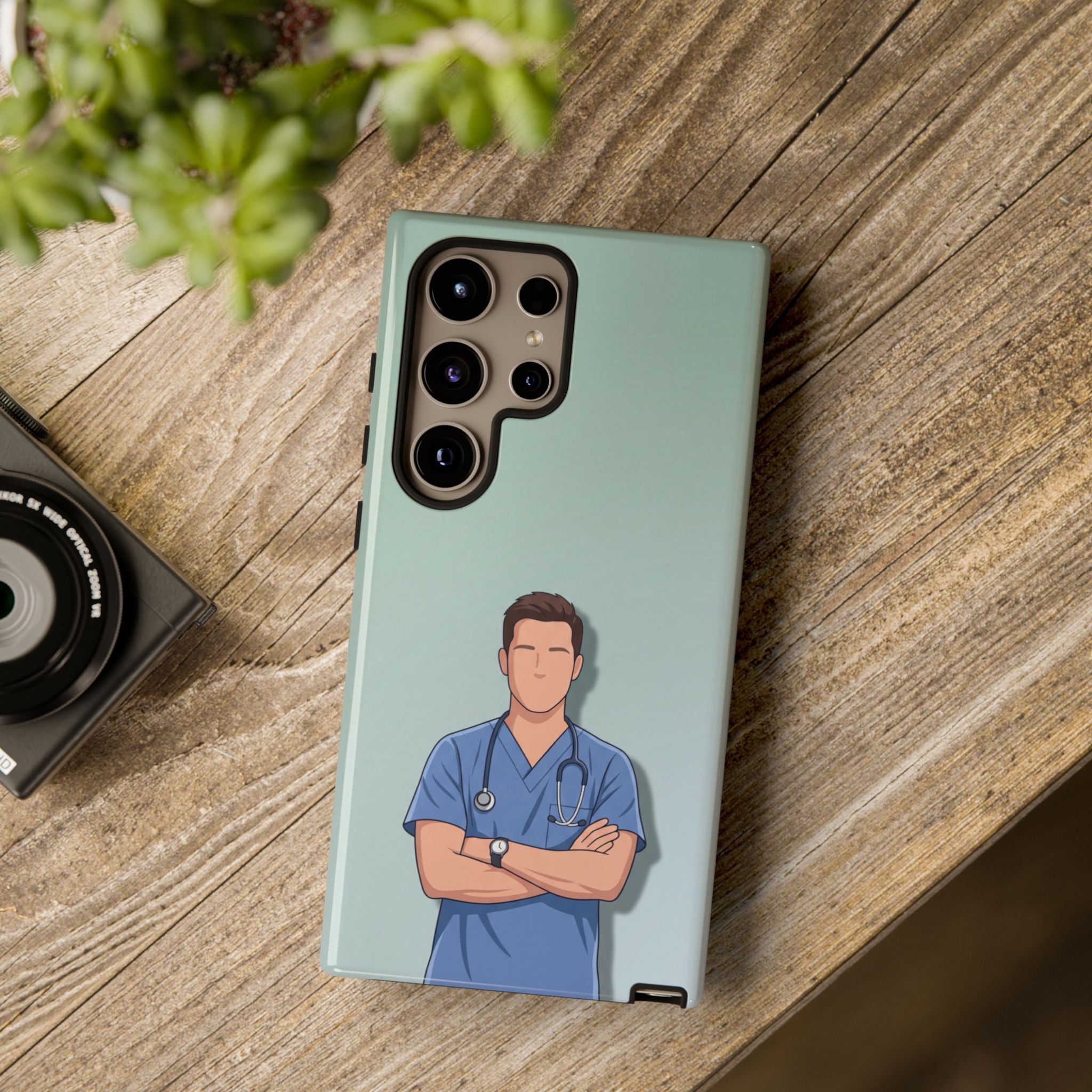 Male Nurse Phone Case | Confident Nurse in Blue Scrubs Illustration | iPhone & Samsung