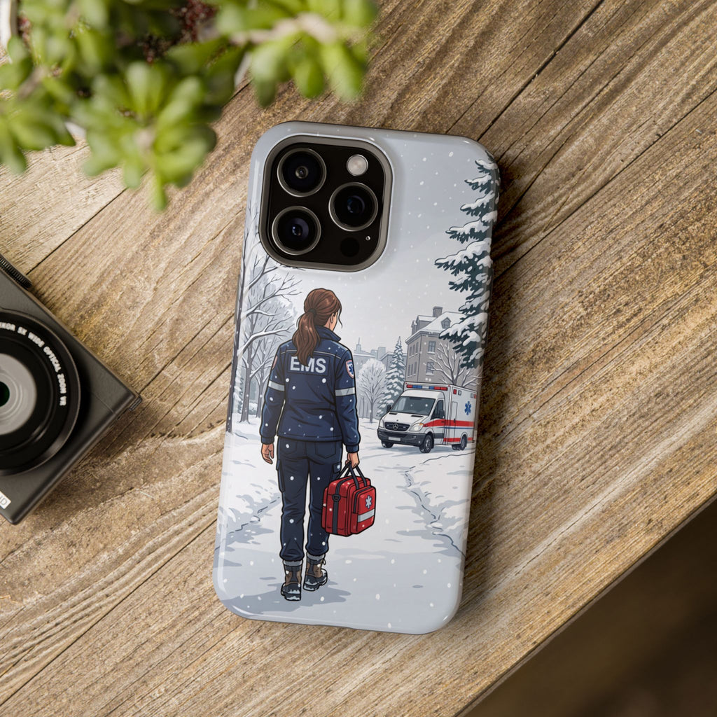 Paramedic/EMT Winter Phone Case — Magnetic Wireless Charging Cover
