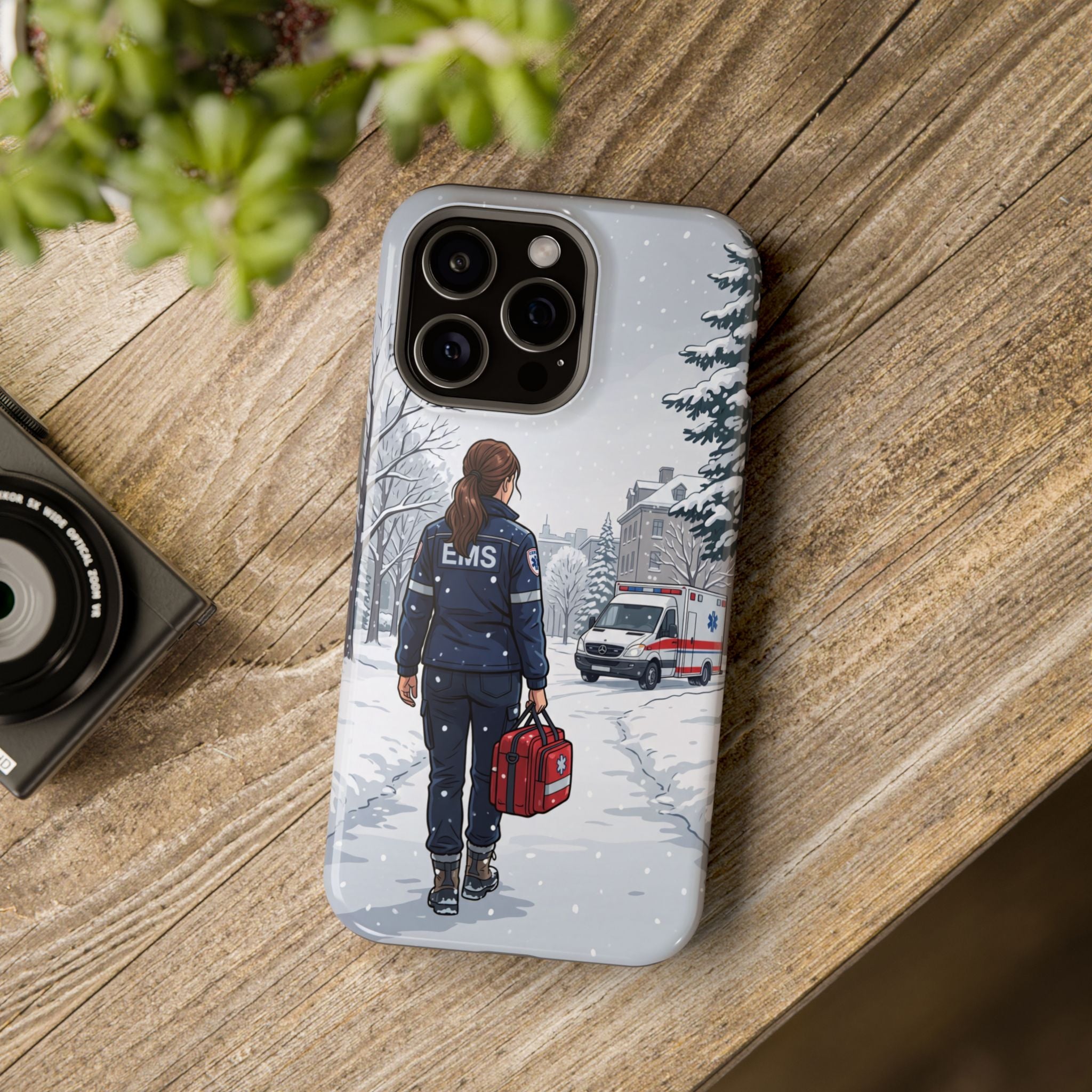 Paramedic/EMT Winter Phone Case — Magnetic Wireless Charging Cover