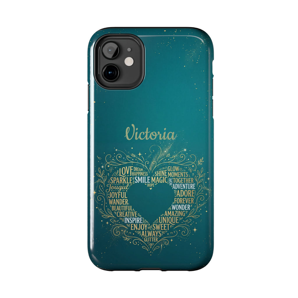 Personalized Teacher Phone Case — Custom Name Heart Word Art Design