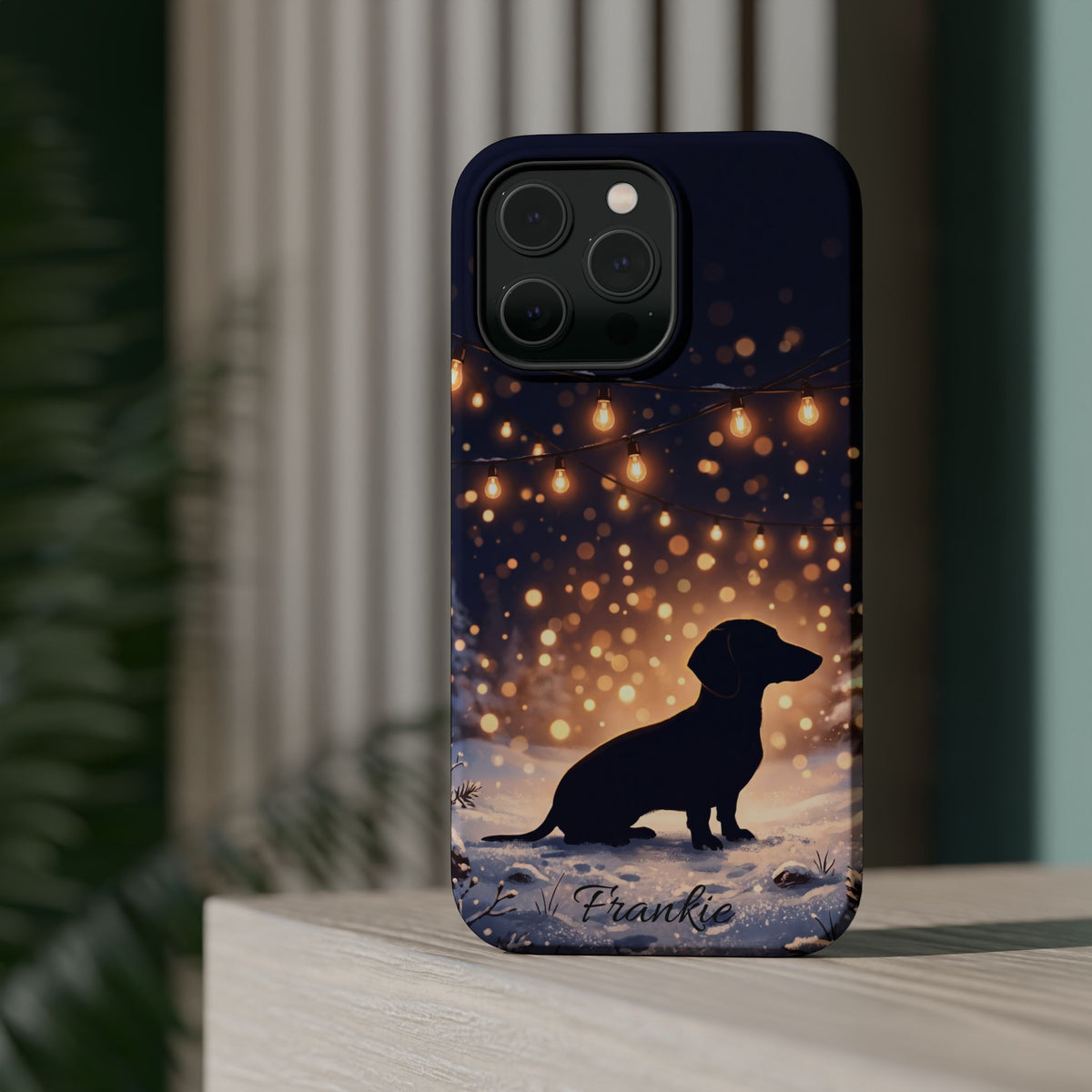 Personalized Dachshund Golden Sparks Phone Case — Wireless Charging Cover