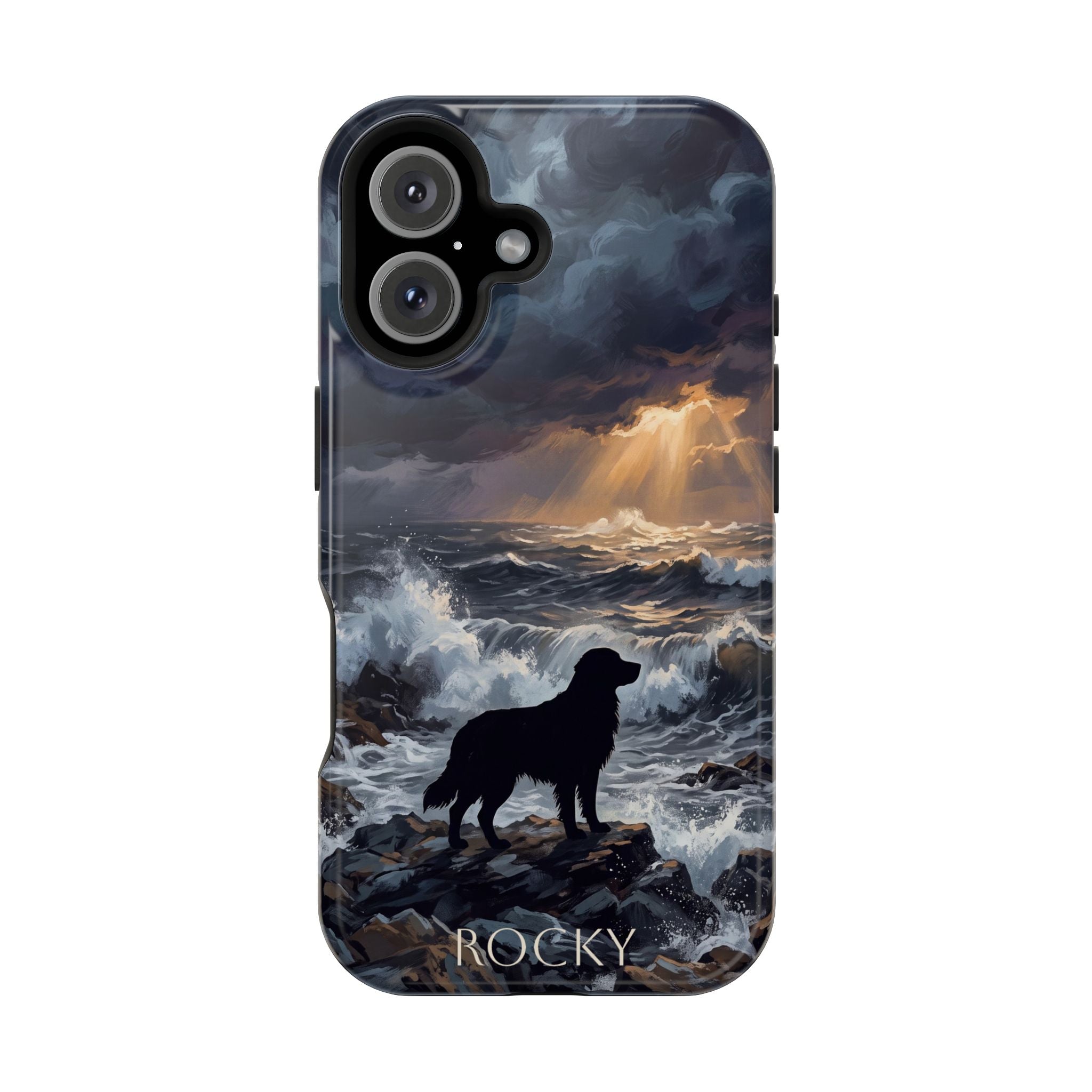 Personalized Golden Retriever Stormy Sea Phone Case — Wireless Charging Cover