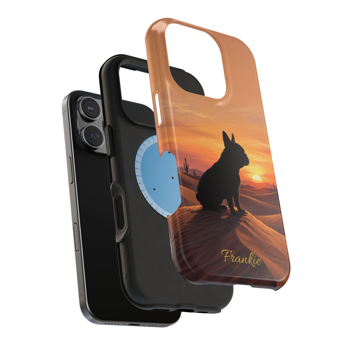 Personalized French Bulldog Desert Sunset Phone Case — Wireless Charging Cover