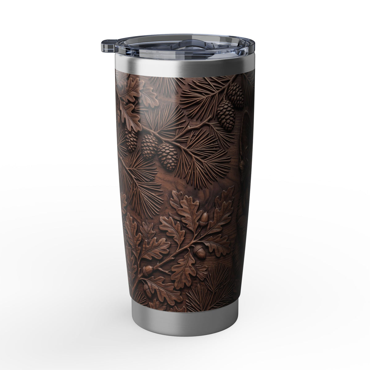 German Shepherd Tumbler | Carved Wood Art — 20 oz Stainless Travel Mug