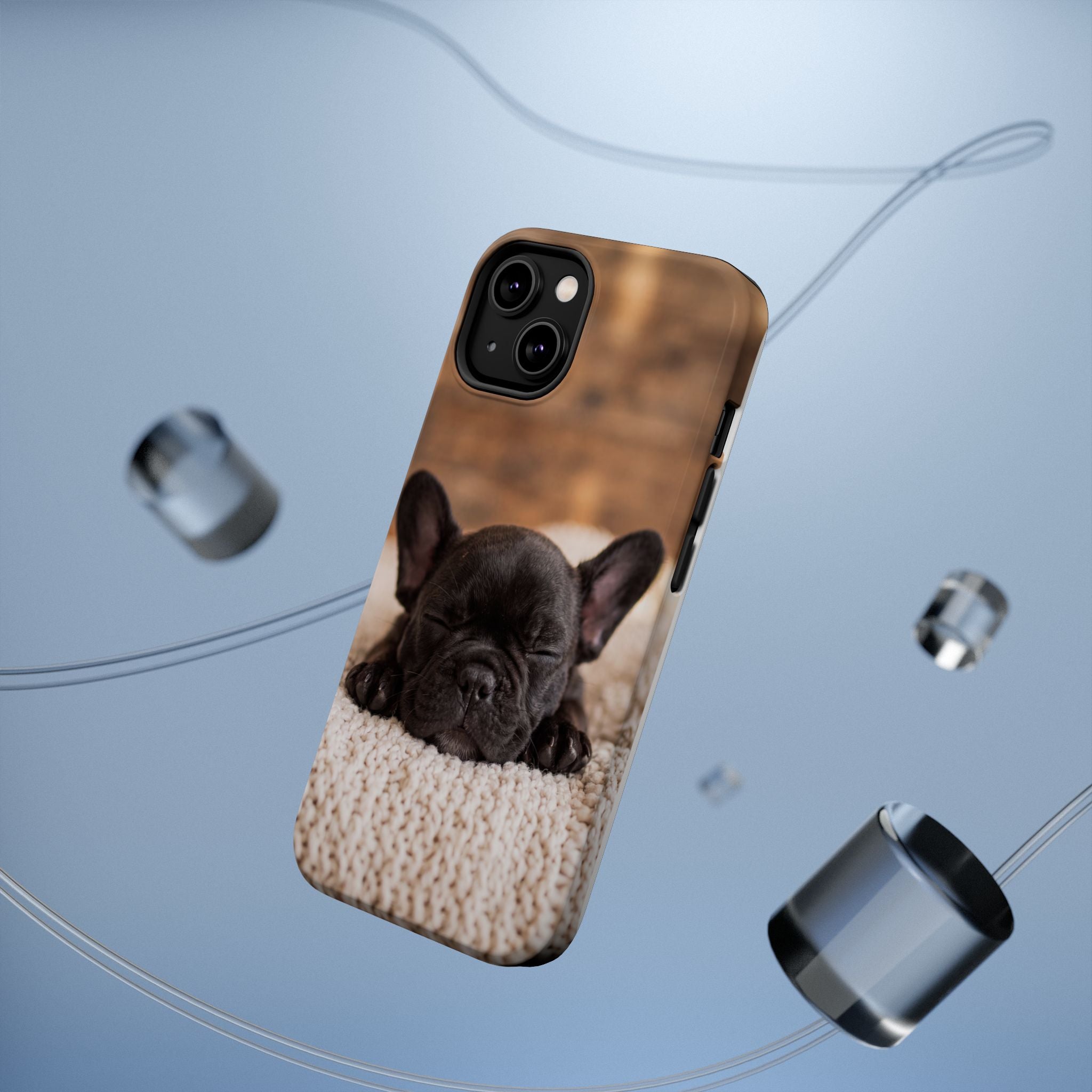 Sleepy French Bulldog Phone Case — Impact-Resistant Wireless Charging Cover