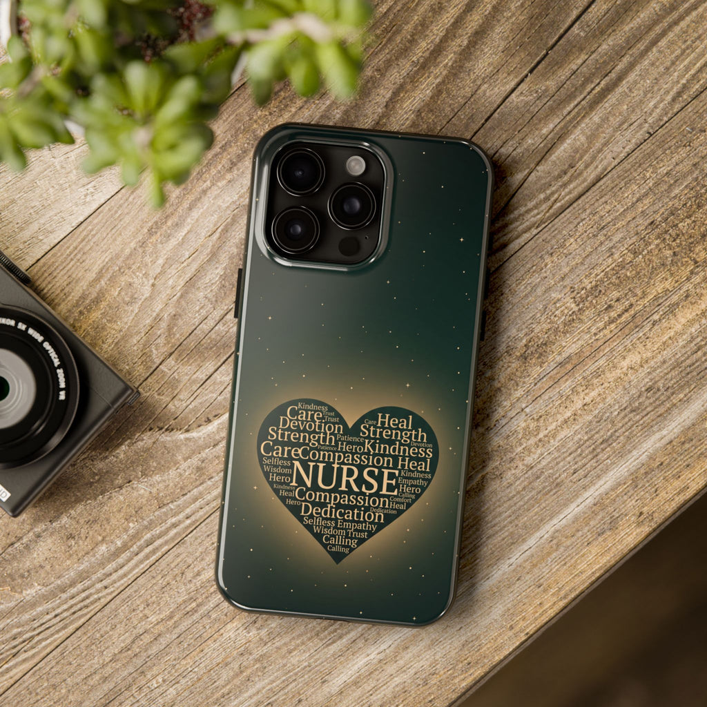 Nurse Heart Tough Phone Case — Inspirational Word Cloud Tribute - iphone and Samsung Galaxy series