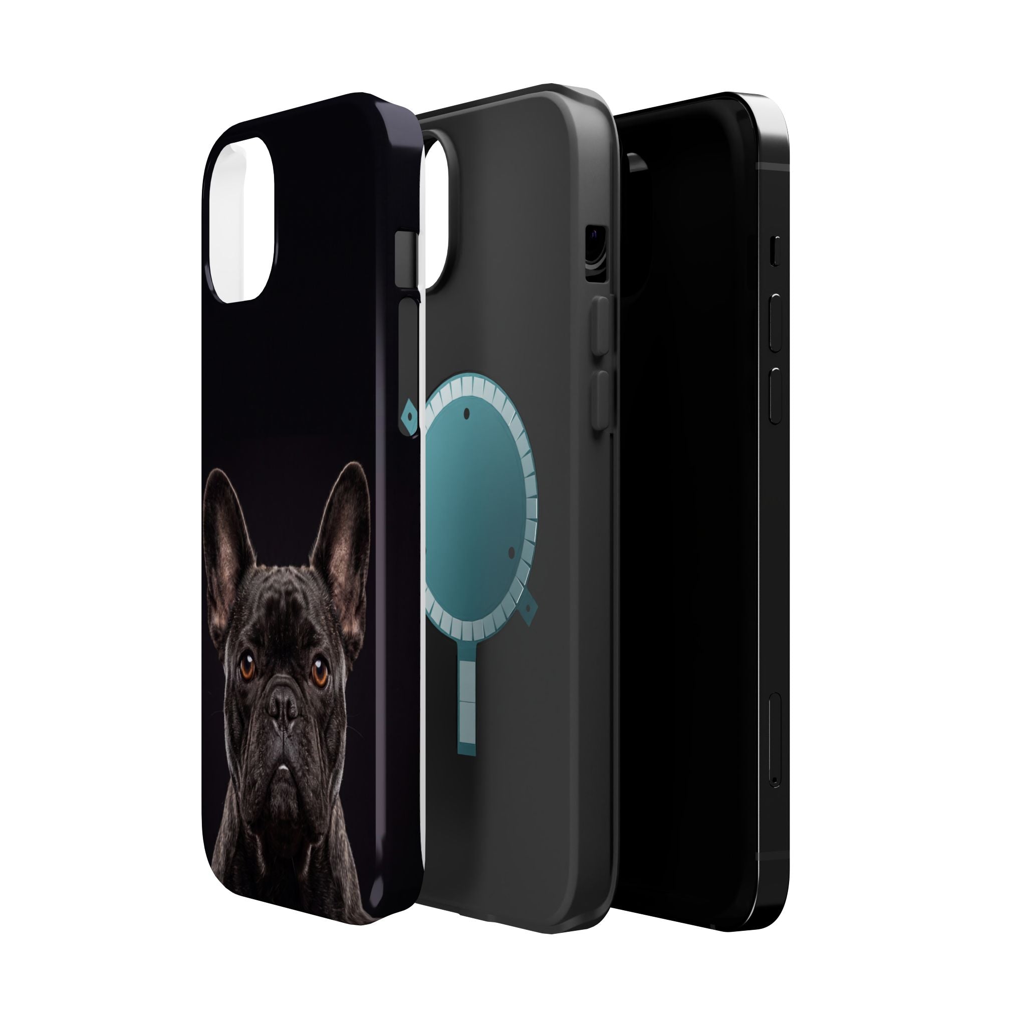 Black French Bulldog Phone Case — Impact-Resistant Wireless Charging Cover