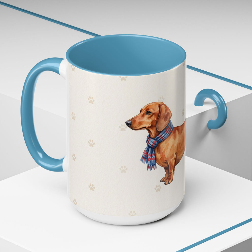 Dachshund Lover Mug – Wiener Dog with Scarf, Cute Watercolor Dachshund Gift Mug