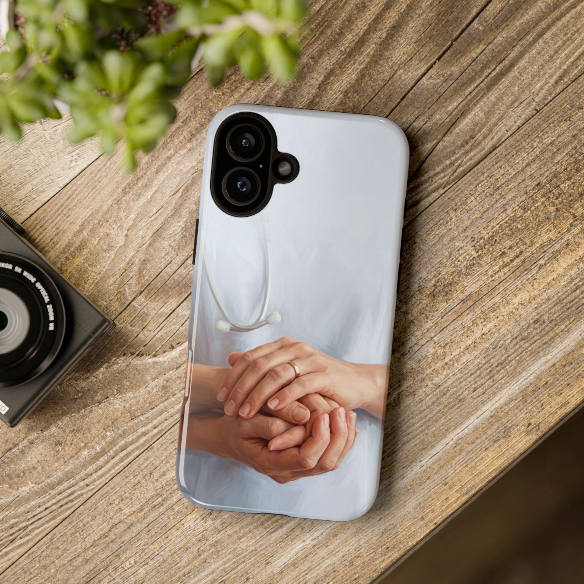 Nurse's Comforting Hands Phone Case | Caring Hands & Stethoscope Illustration | iPhone & Samsung