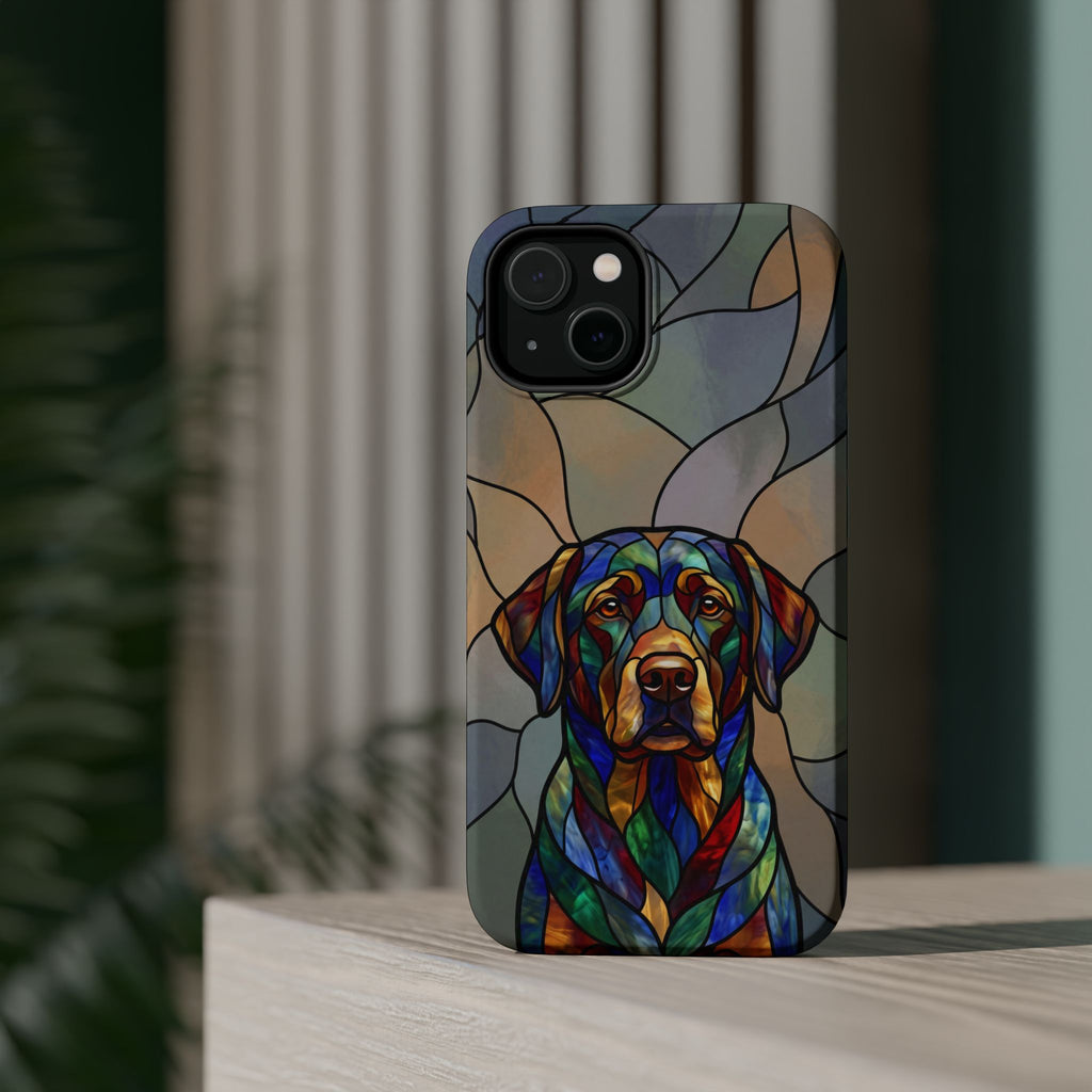 Stained Glass Labrador Phone Case — Tough Magnetic Case with Wireless Charging