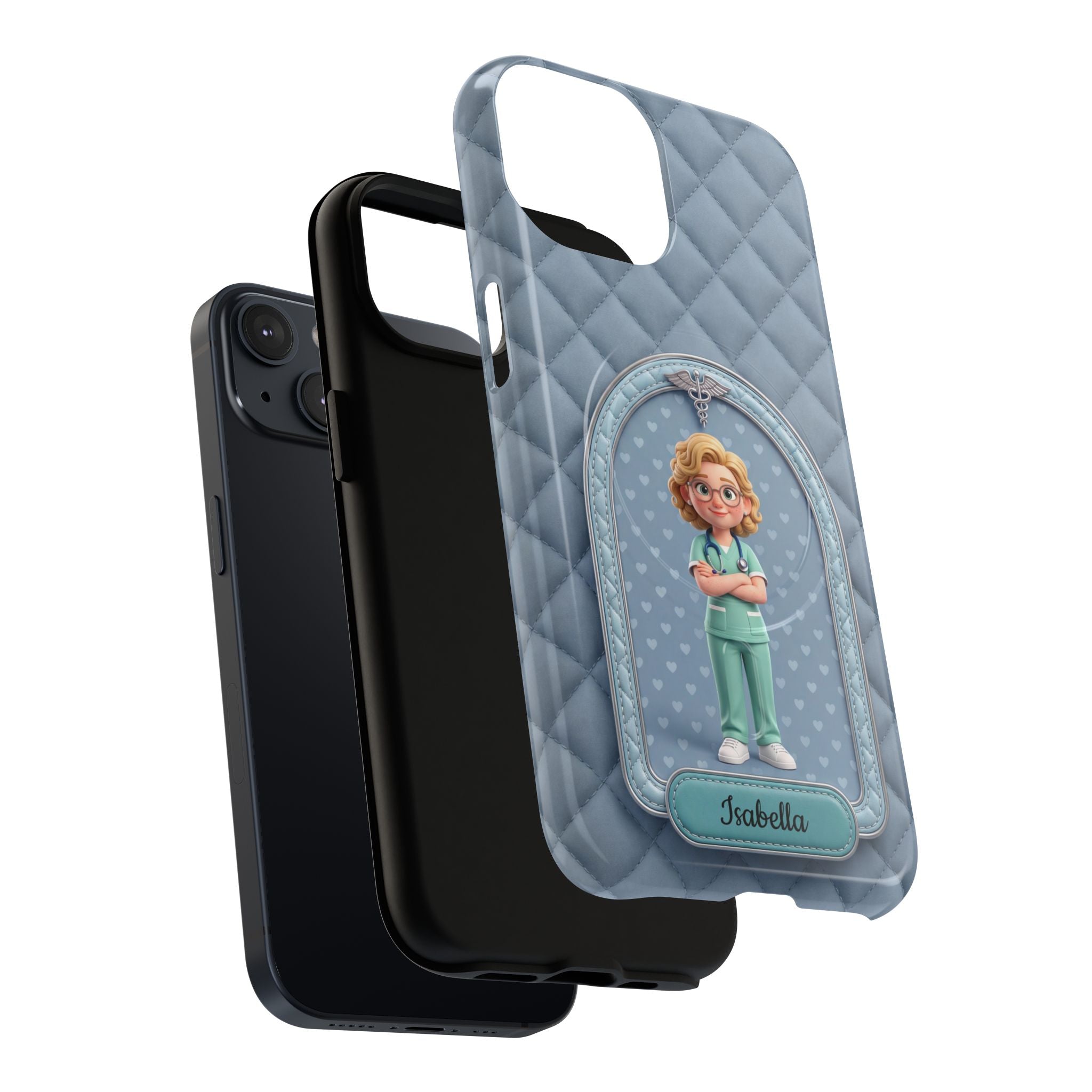 Personalized Nurse Phone Case | Quilted Badge Design, Custom Name iPhone Case