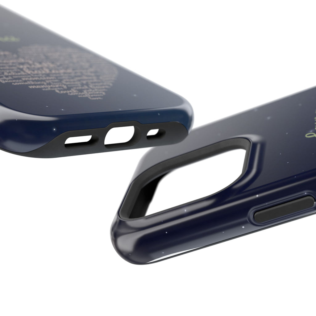 Personalized Teacher Heart Word Art Phone Case — Navy Wireless Charging Cover
