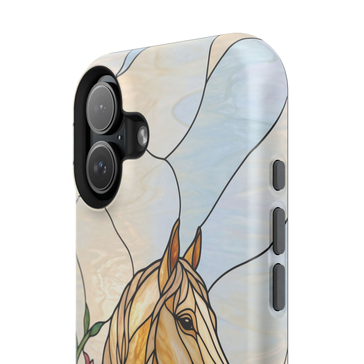 Floral Stained Glass Horse Phone Case — Tough Magnetic Case with Wireless Charging