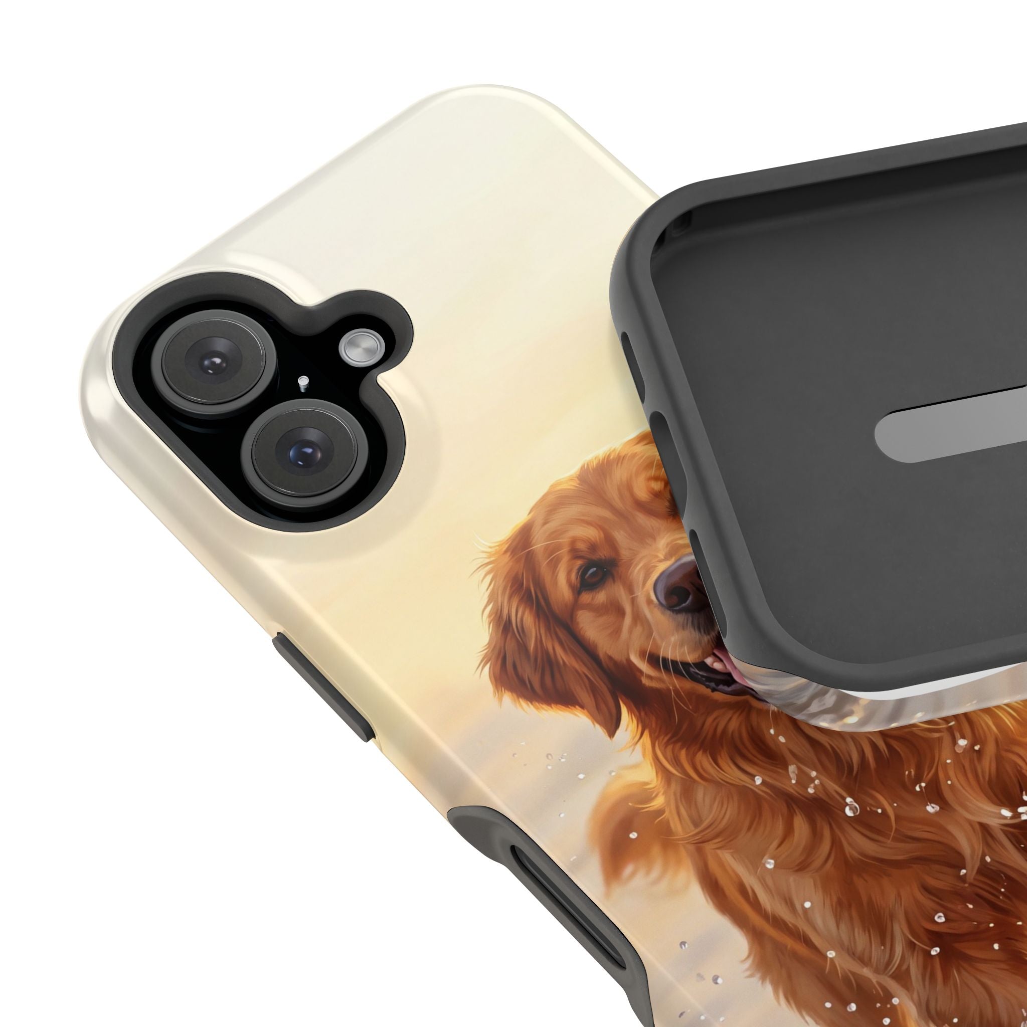 Beach Golden Retriever Phone Case — Impact-Resistant Wireless Charging Cover