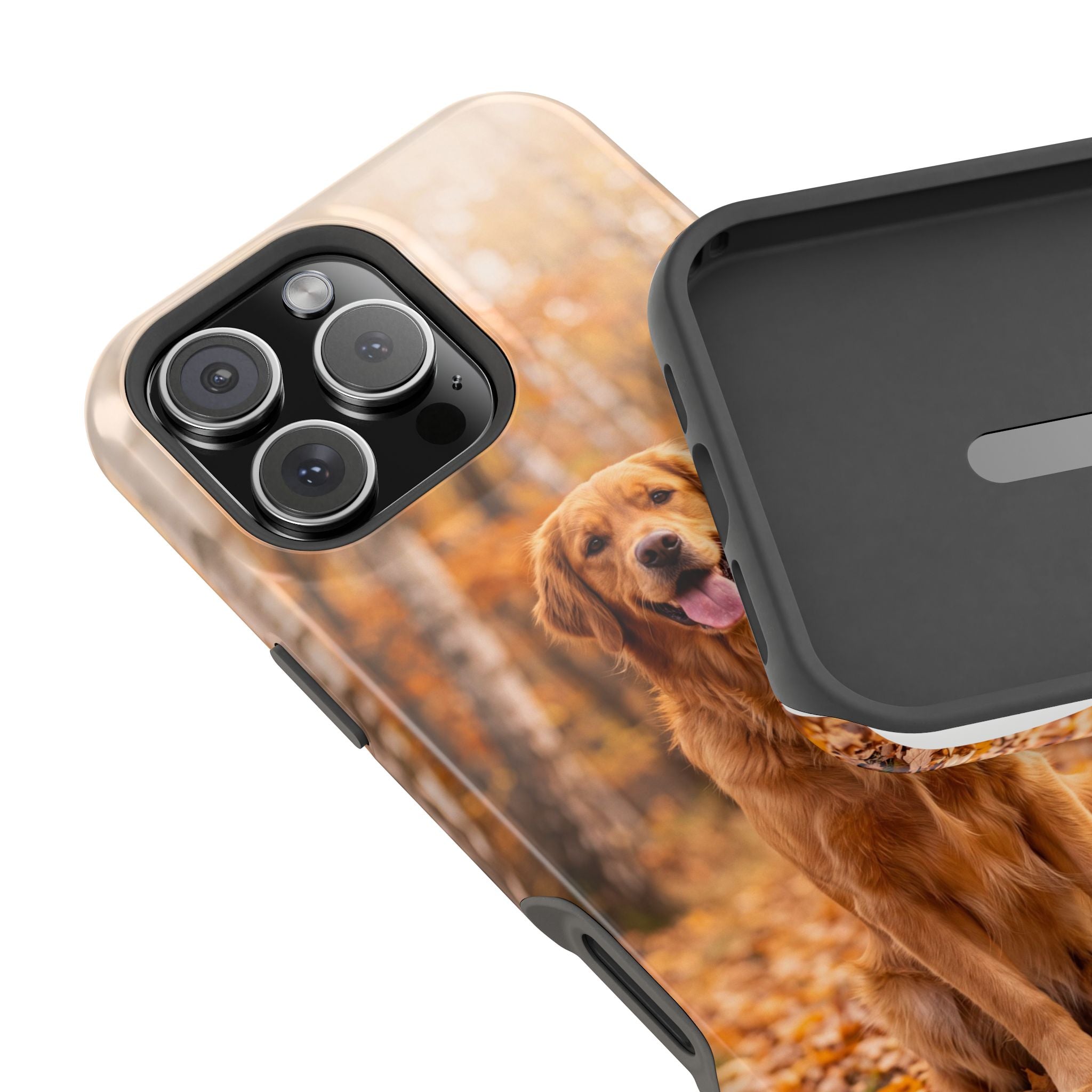Autumn Golden Retriever Phone Case — Impact-Resistant Wireless Charging Cover