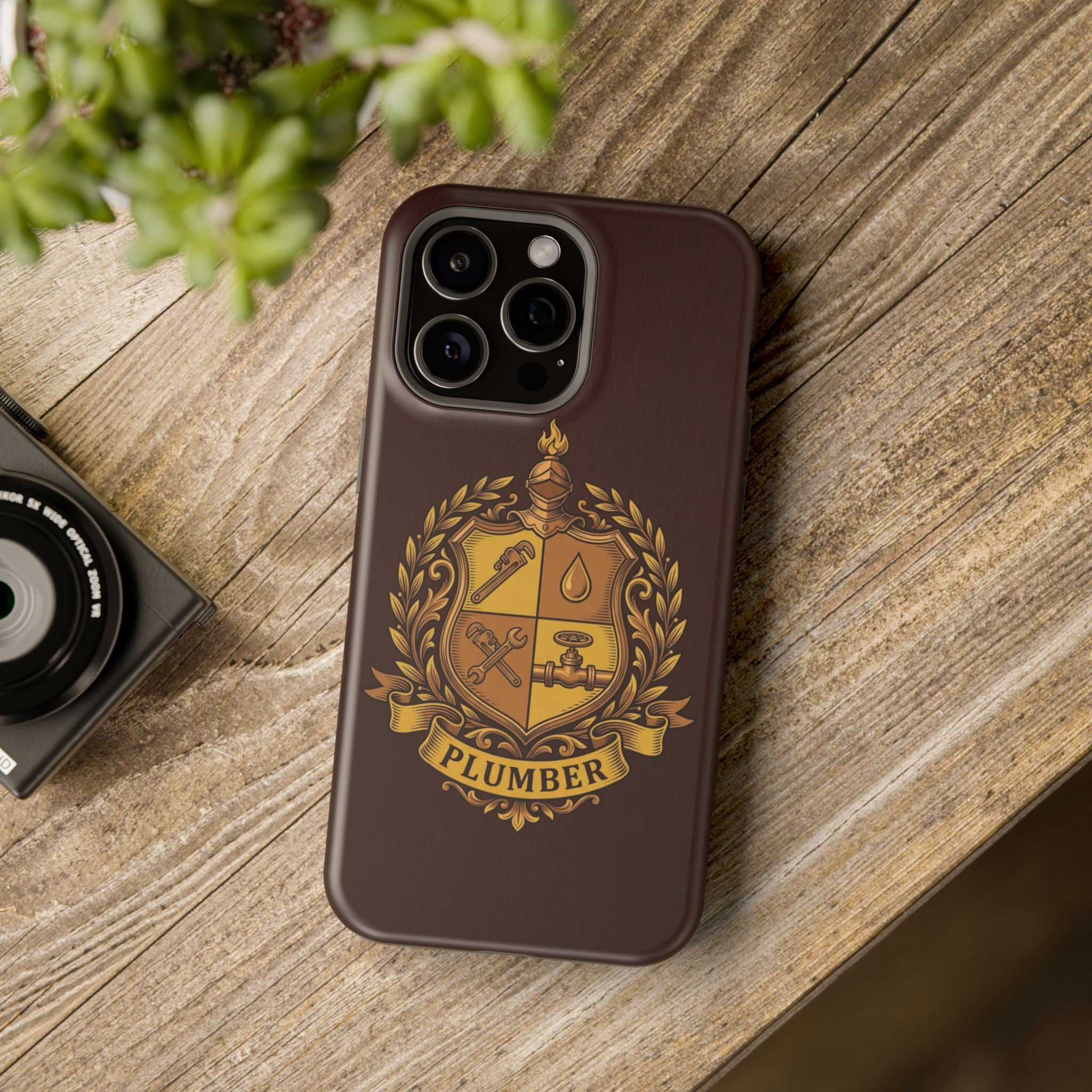 Plumber Crest Phone Case — Heraldic Shield Wireless Charging Cover