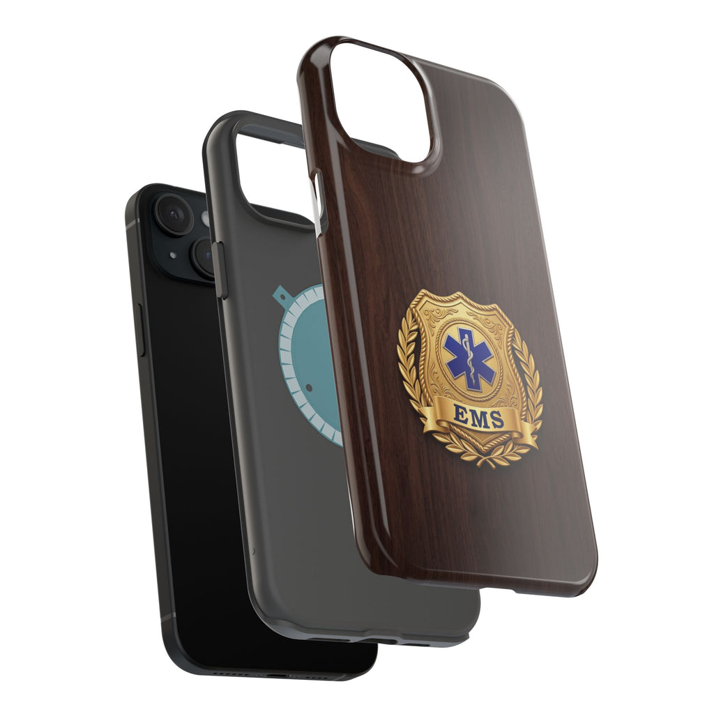 Gold EMS Laurel Badge Wood Phone Case — Magnetic Wireless Charging Cover