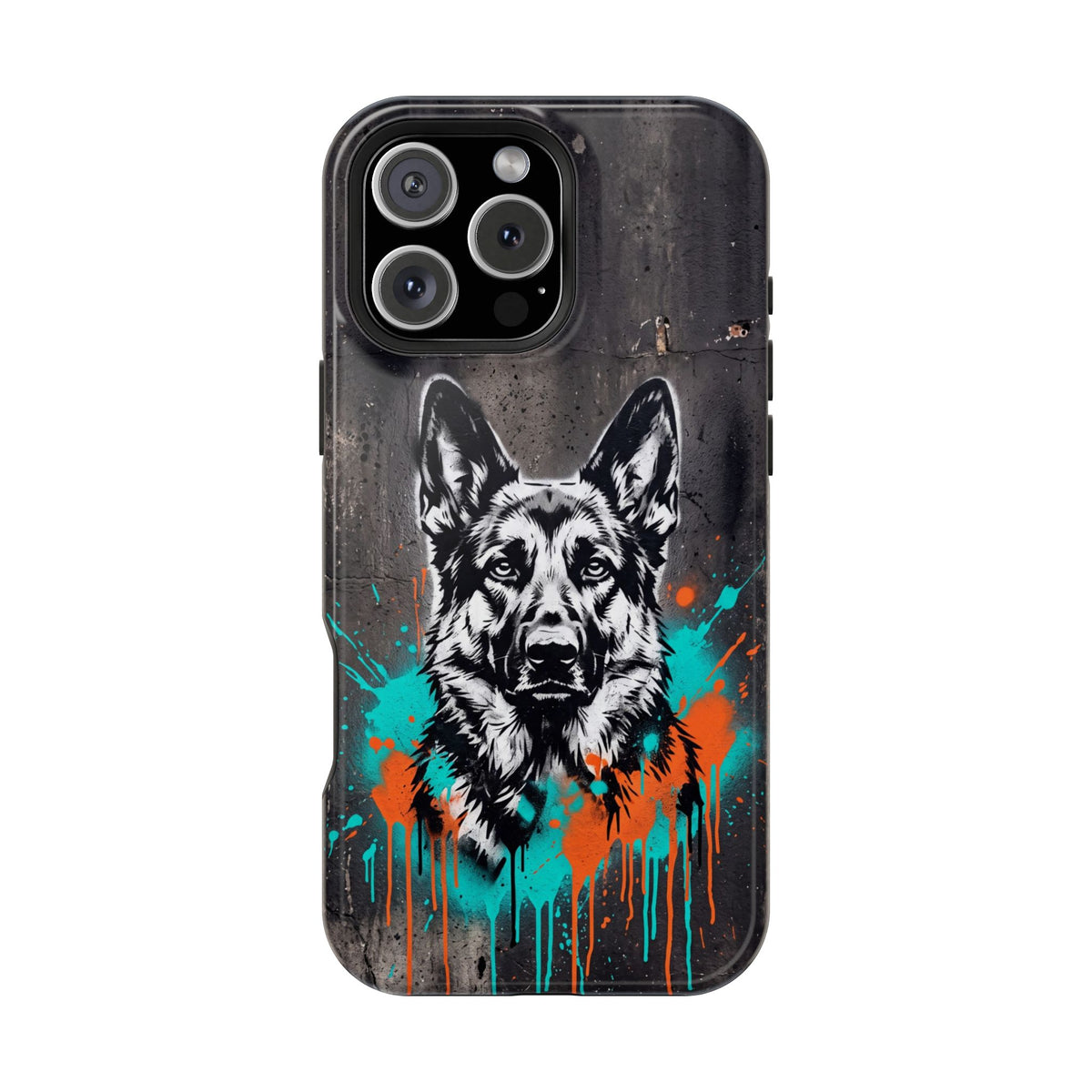 German Shepherd Phone Case | Graffiti Street Art — Tough Magnetic Case with Wireless Charging