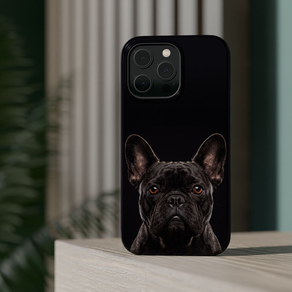 Black French Bulldog Phone Case — Impact-Resistant Wireless Charging Cover