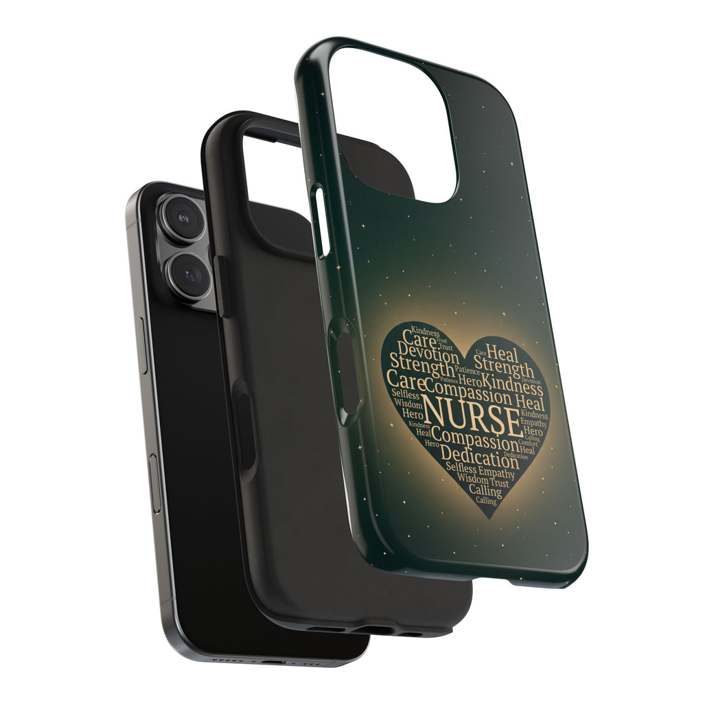 Nurse Heart Tough Phone Case — Inspirational Word Cloud Tribute - iphone and Samsung Galaxy series