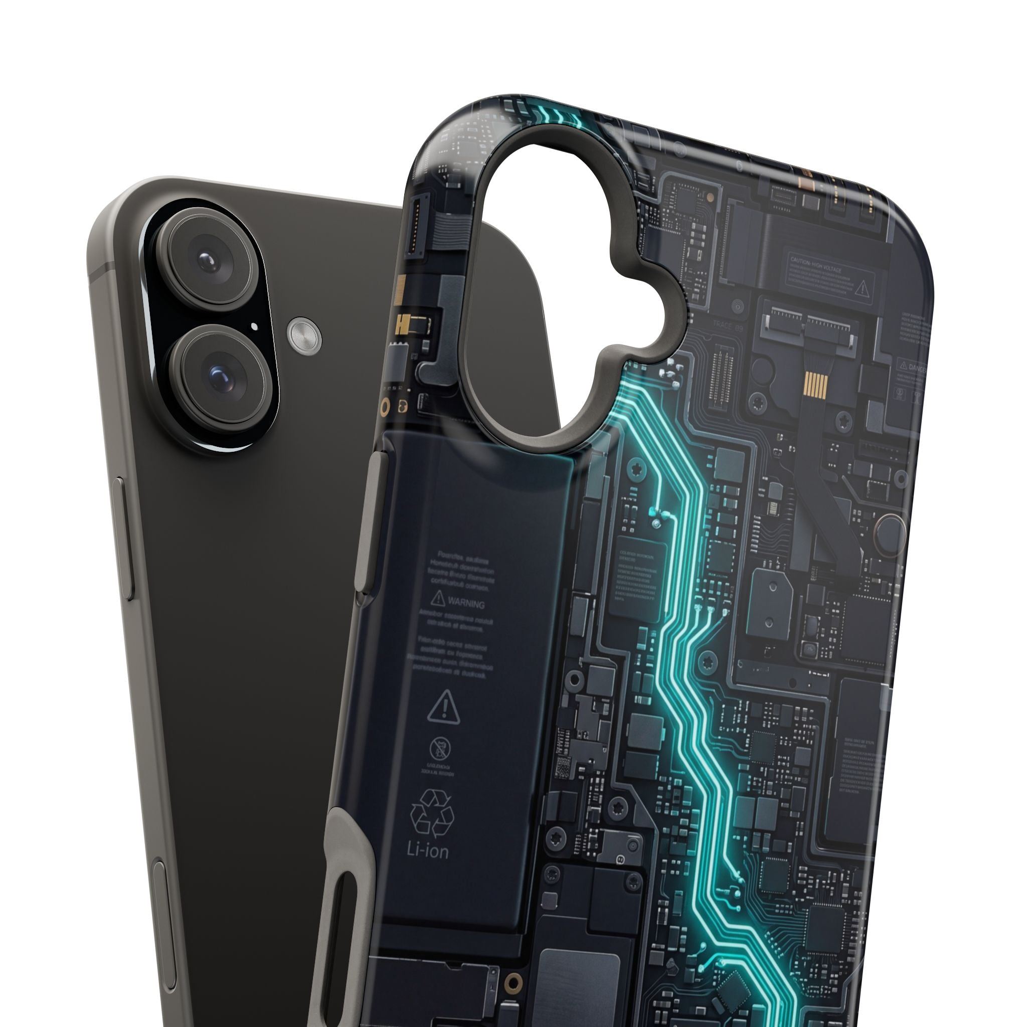 Cyan Bolt Electrician Phone Case — Electric Circuit Wireless Charging Cover