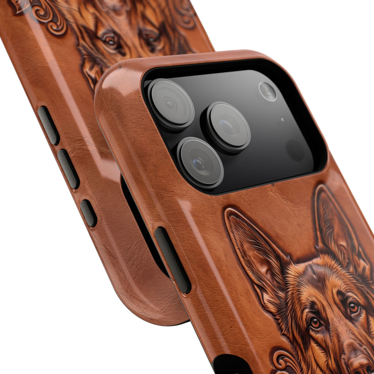 German Shepherd Phone Case | Western Tooled Art — Tough Magnetic Case with Wireless Charging