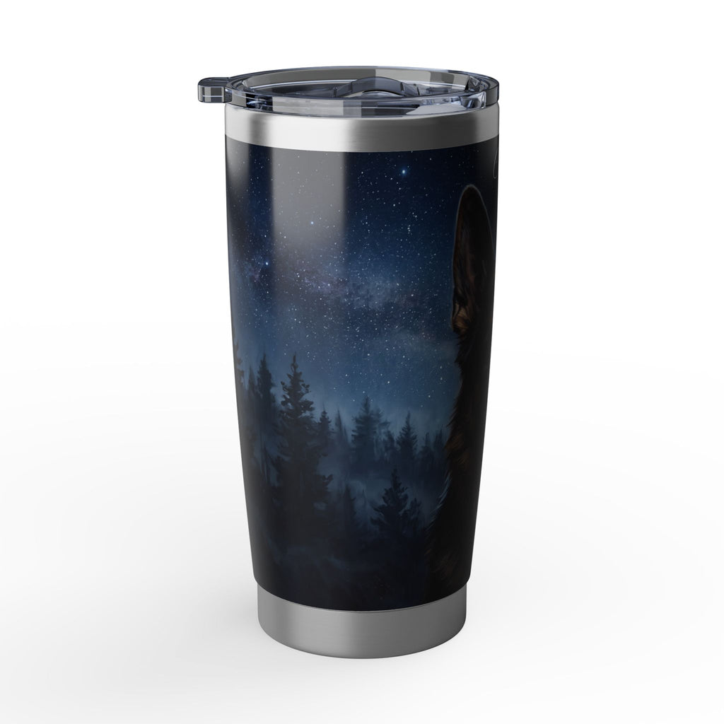 German Shepherd Personalized Tumbler | Full Moon Forest Art — 20 oz Stainless Travel Mug