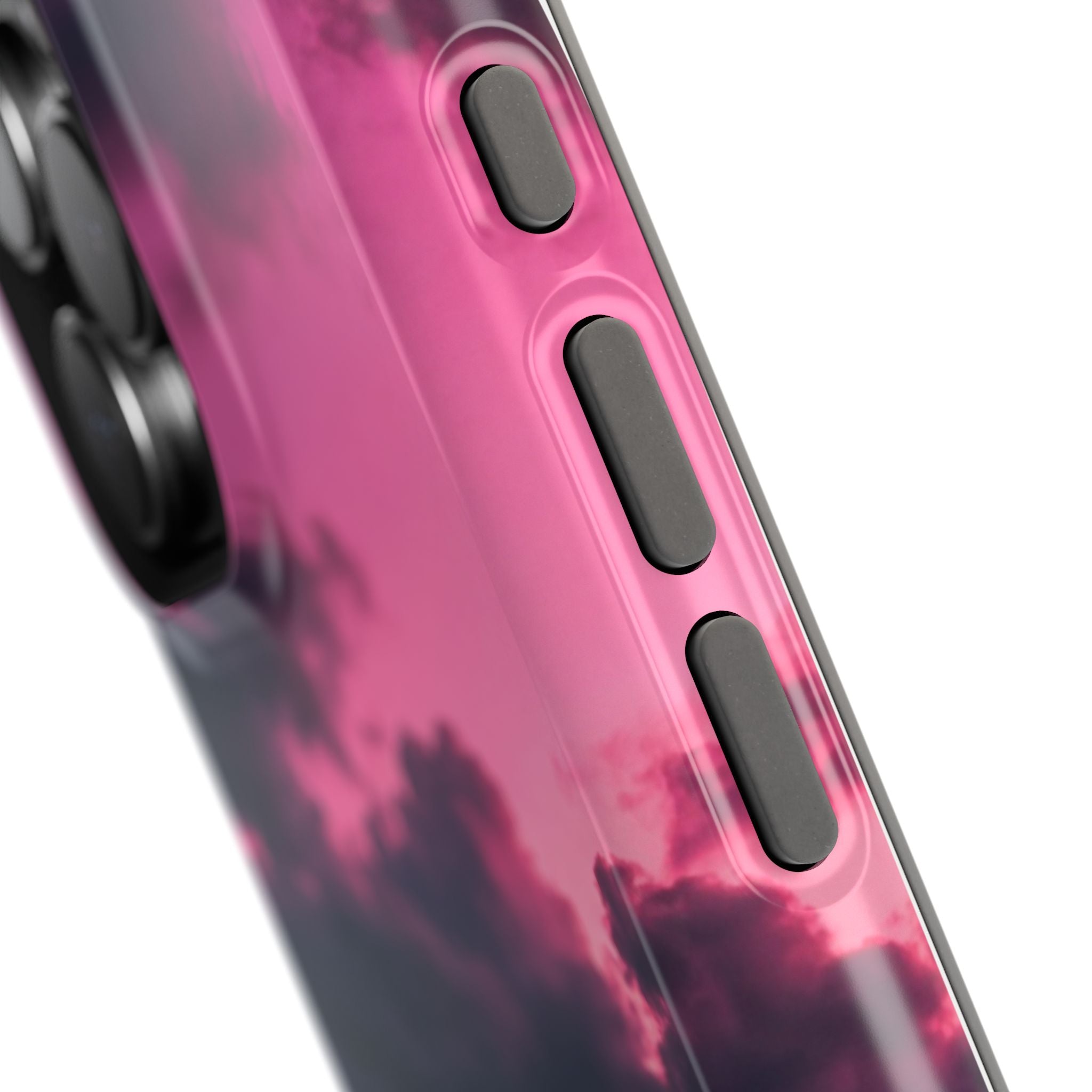 Pink Sky Paw Print Phone Case — Impact-Resistant Wireless Charging Cover
