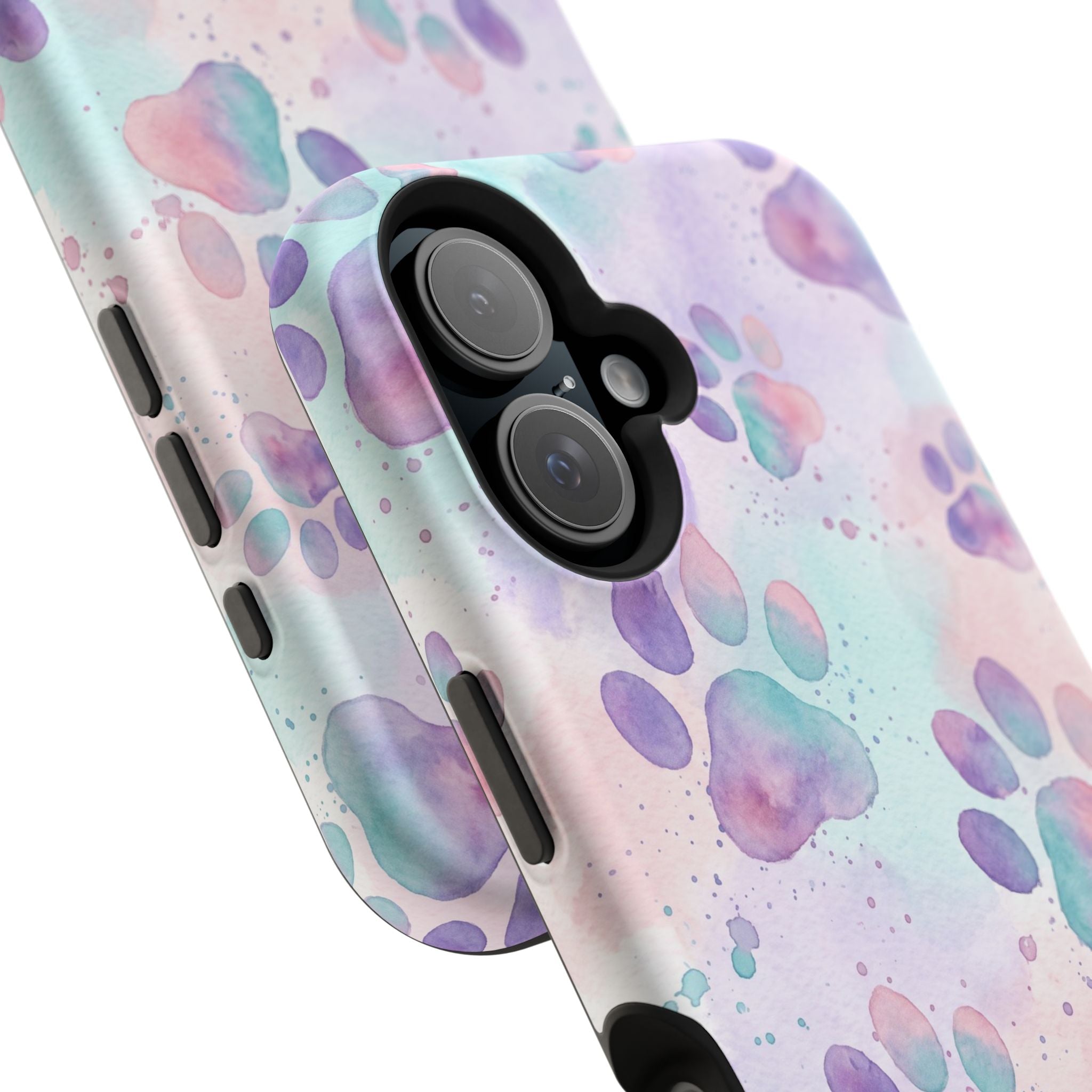 Watercolor Paw Print Phone Case — Impact-Resistant Wireless Charging Cover