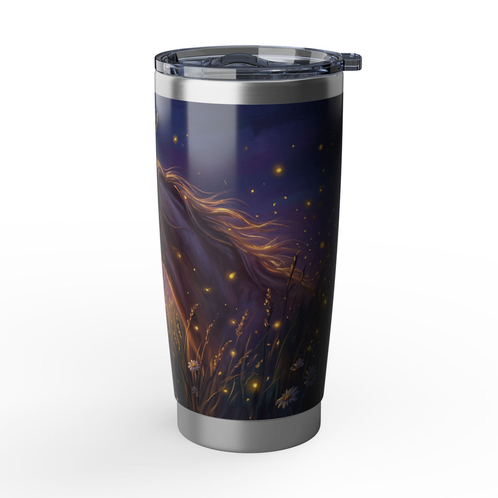 Horse Personalized Tumbler | Twilight Firefly Meadow Art — 20 oz Stainless Travel Mug