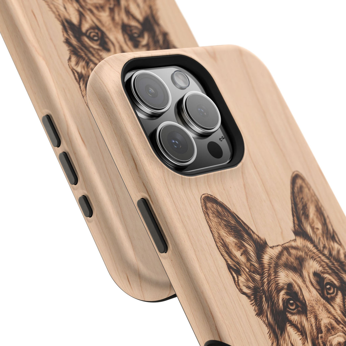 German Shepherd Phone Case | Pyrography Art — Tough Magnetic Case with Wireless Charging