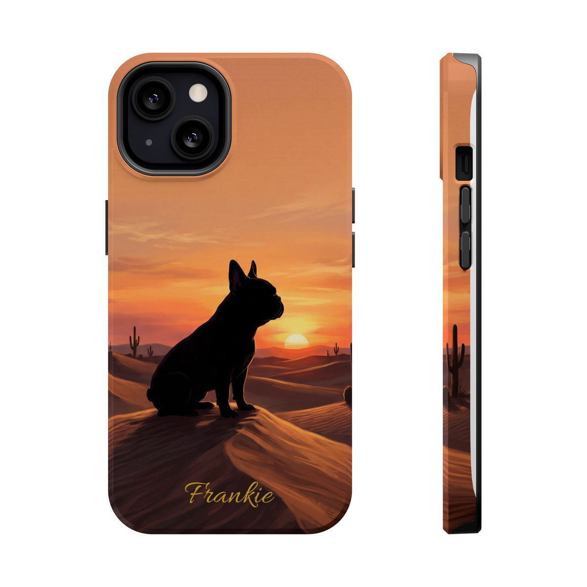 Personalized French Bulldog Desert Sunset Phone Case — Wireless Charging Cover