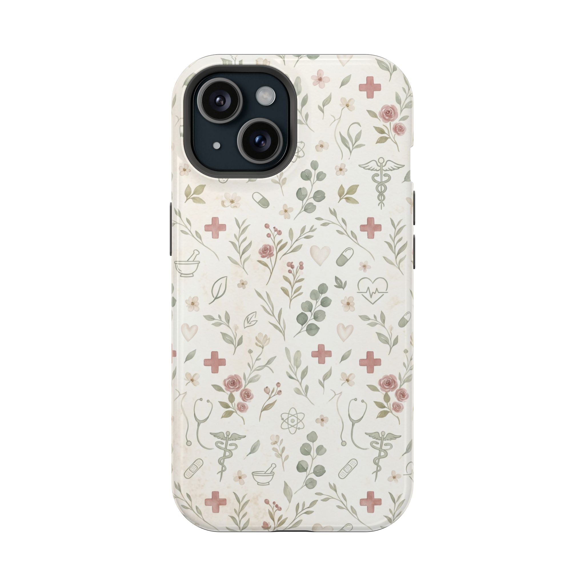 Floral Nurse Phone Case — Impact-Resistant Wireless Charging Cover