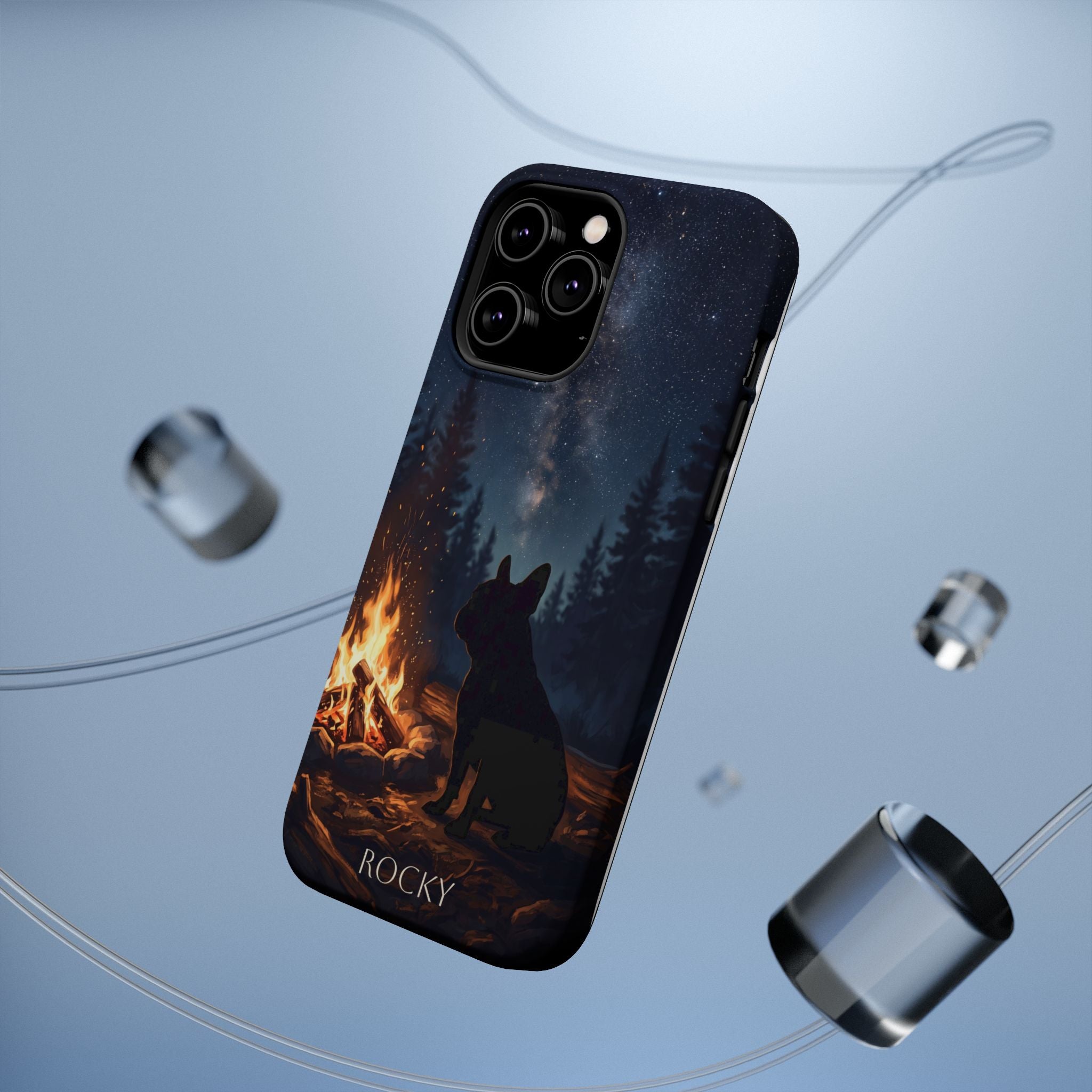 Personalized French Bulldog Campfire Phone Case — Wireless Charging Cover