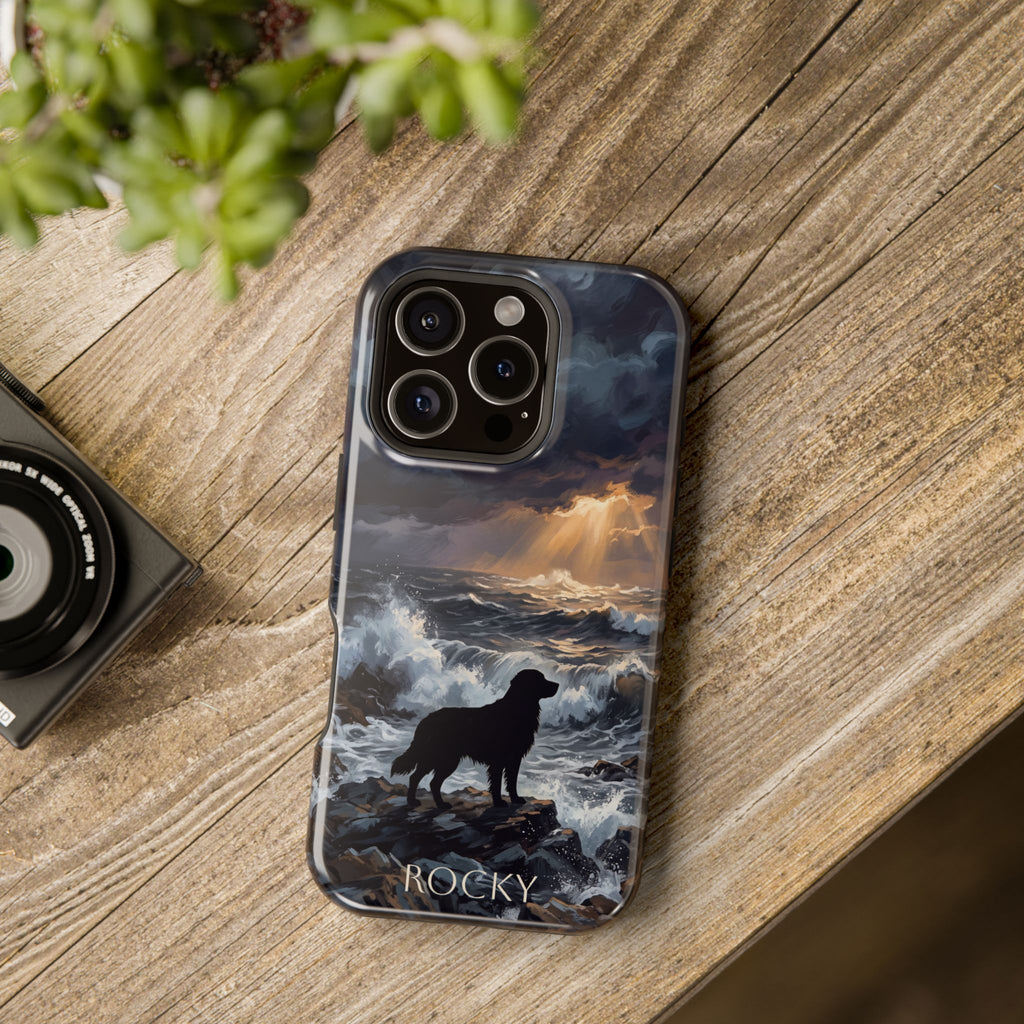 Personalized Golden Retriever Stormy Sea Phone Case — Wireless Charging Cover