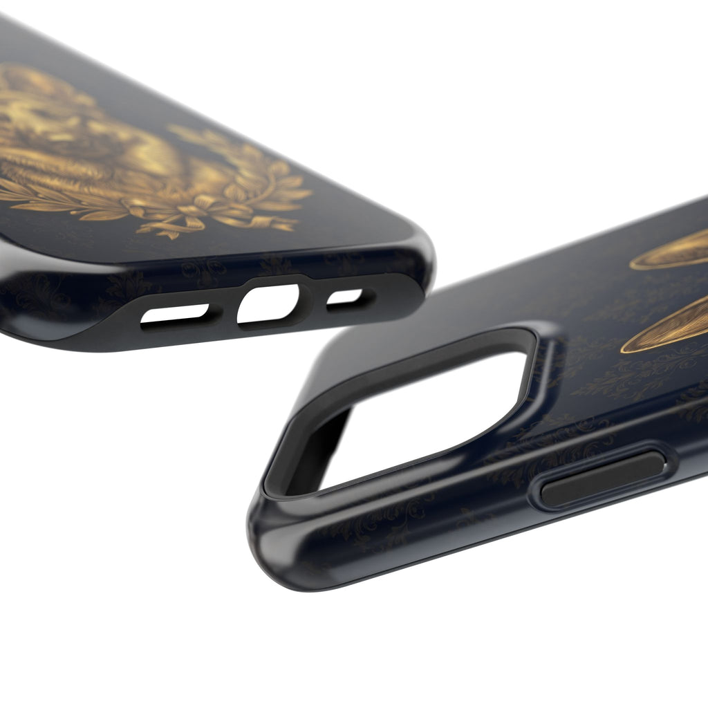 German Shepherd Phone Case | Navy Gold Laurel Art — Tough Magnetic Case with Wireless Charging