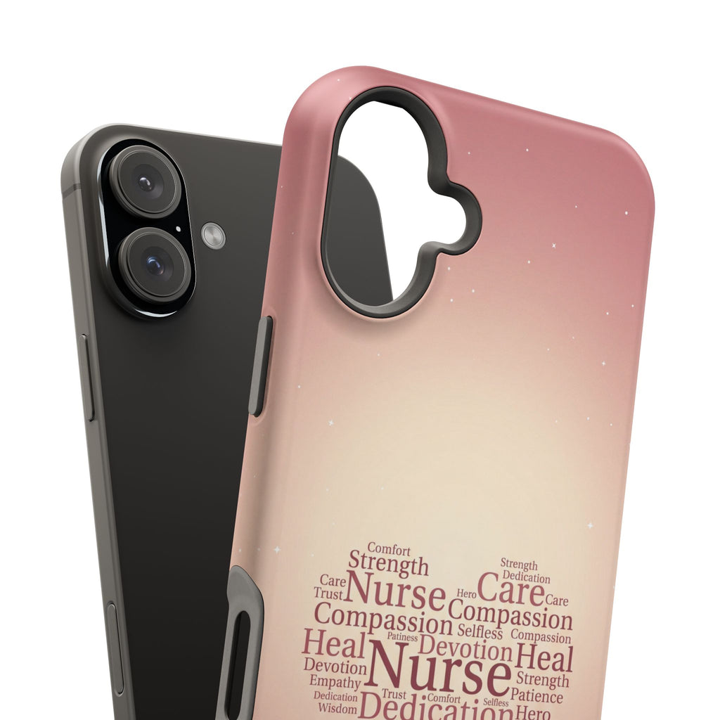 Nurse Heart Word Art Phone Case — Impact-Resistant Wireless Charging Cover