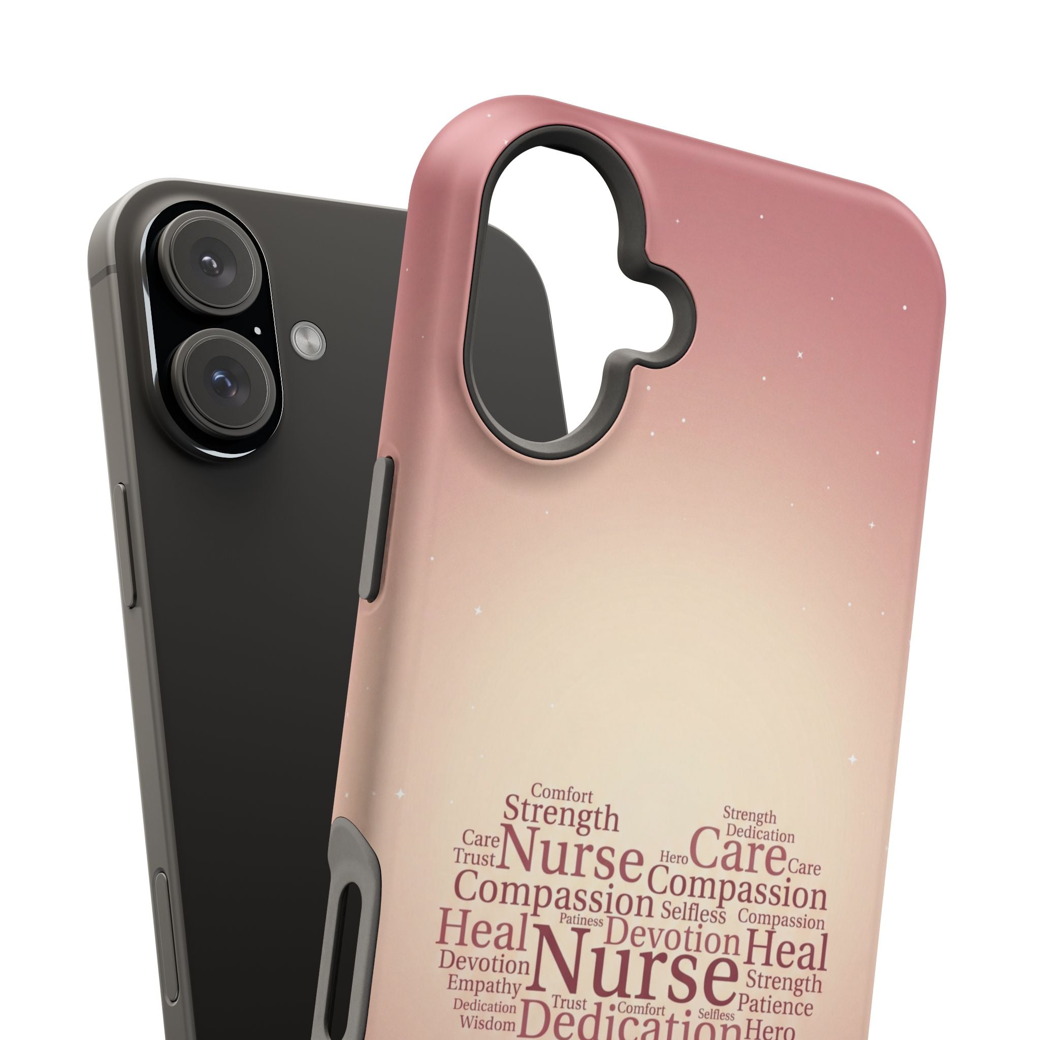 Nurse Heart Word Art Phone Case — Impact-Resistant Wireless Charging Cover