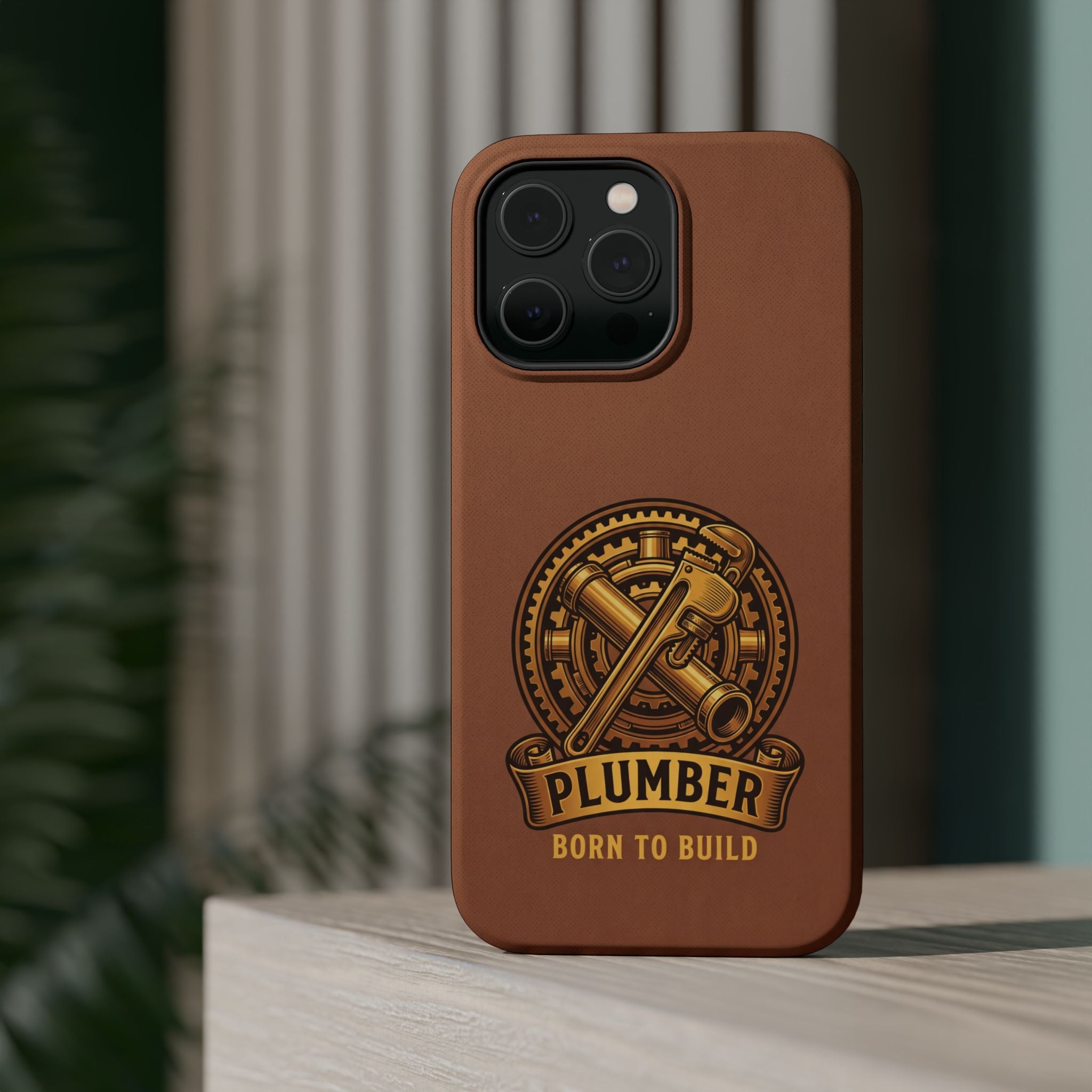 Plumber Born to Build Phone Case — Badge Wireless Charging Cover