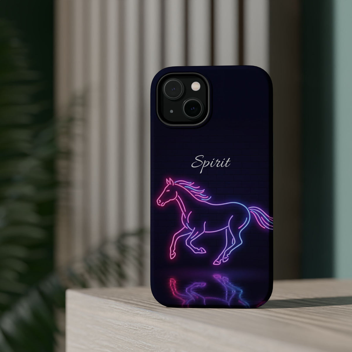 Personalized Neon Glow Horse Phone Case — Tough Magnetic Case with Wireless Charging