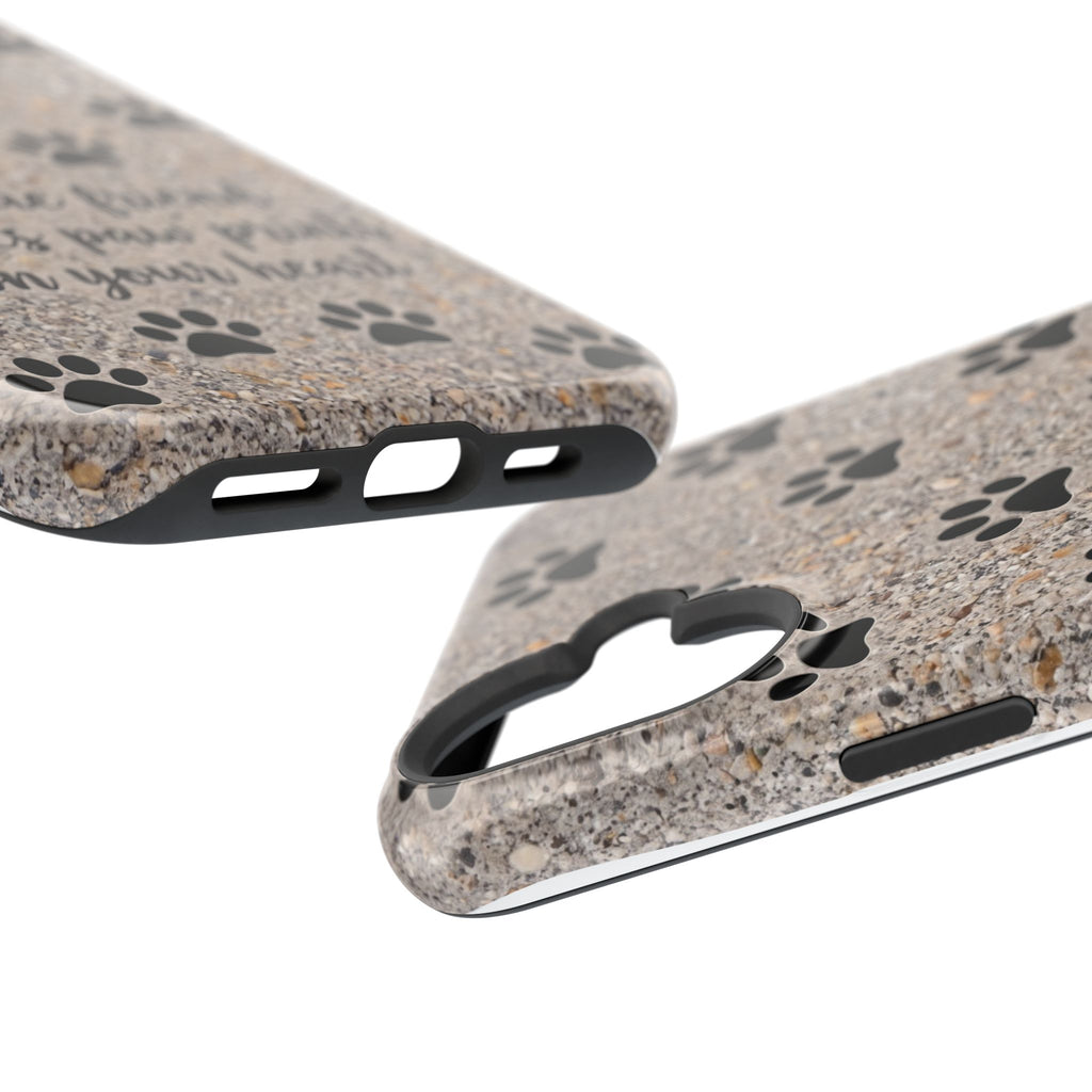 "A True Friend Leaves Paw Prints On Your Heart" Phone Case | Sentimental Stone-Texture Dog Paw Print Case | iPhone & Samsung