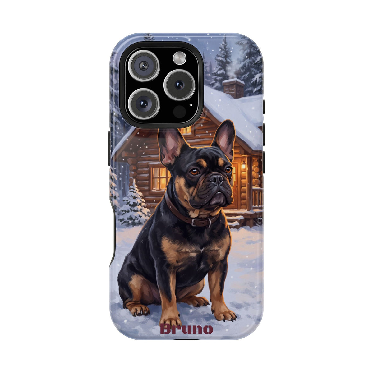Personalized French Bulldog Cozy Cabin Phone Case — Wireless Charging Cover