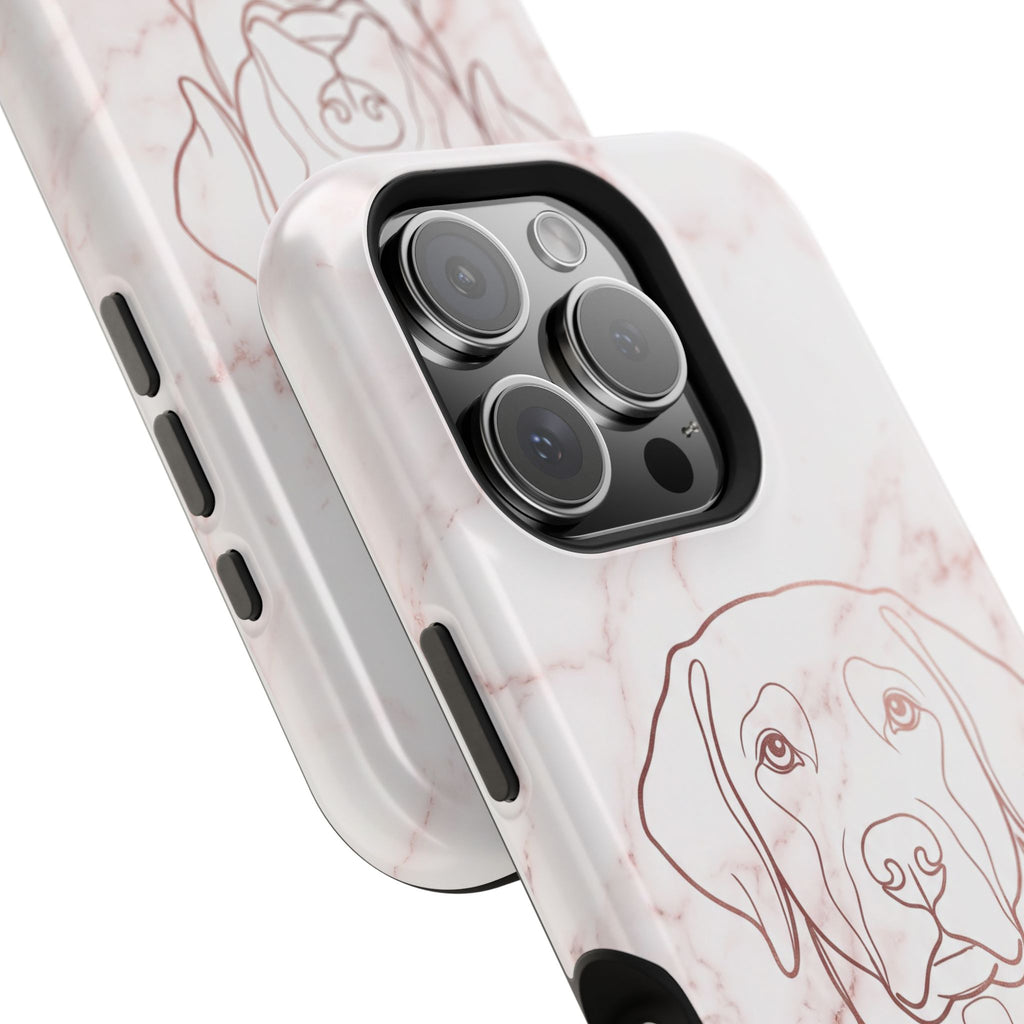 Personalized Rose Gold Marble Labrador Phone Case — Tough Magnetic Case with Wireless Charging