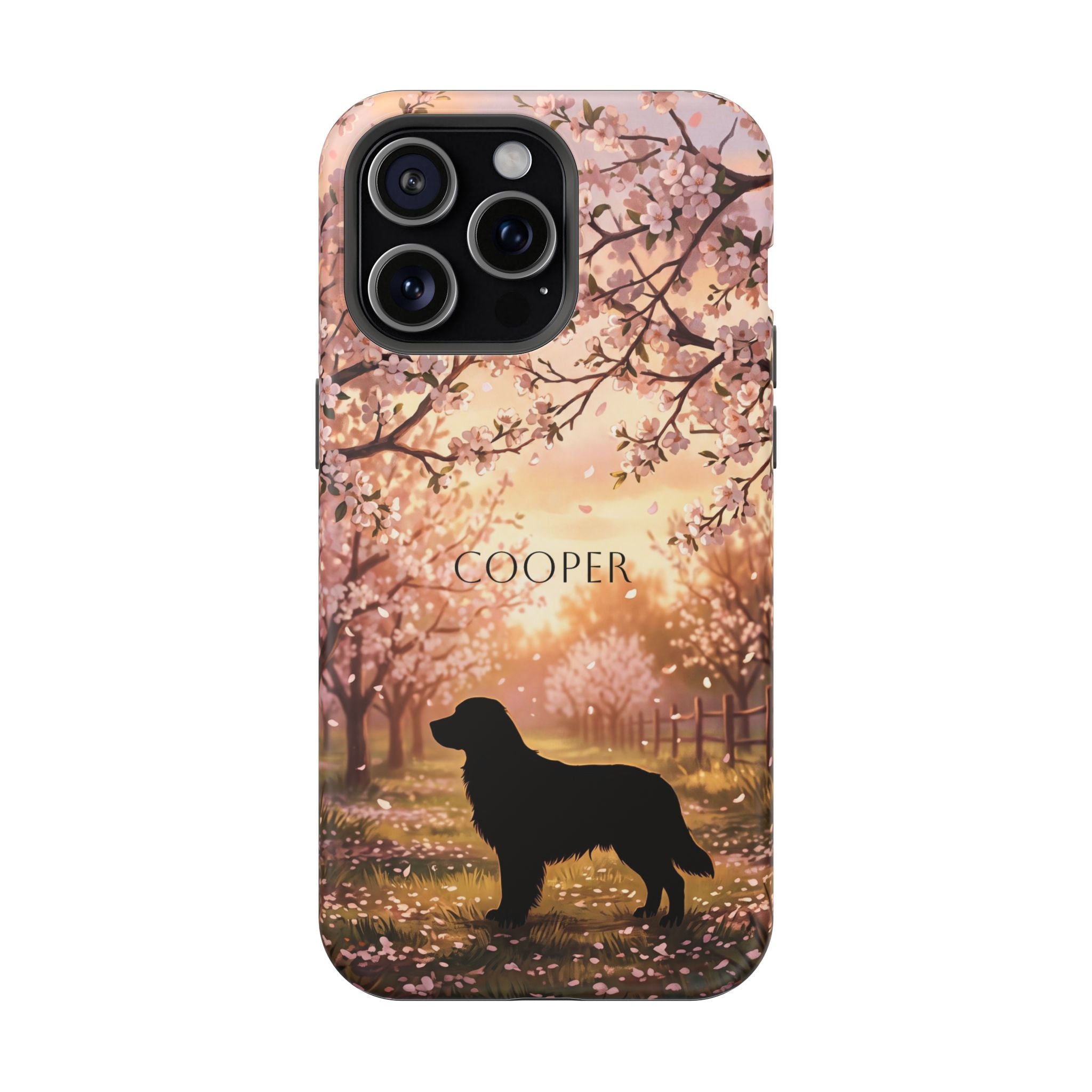 Personalized Golden Retriever Autumn Forest Phone Case — Wireless Charging Cover